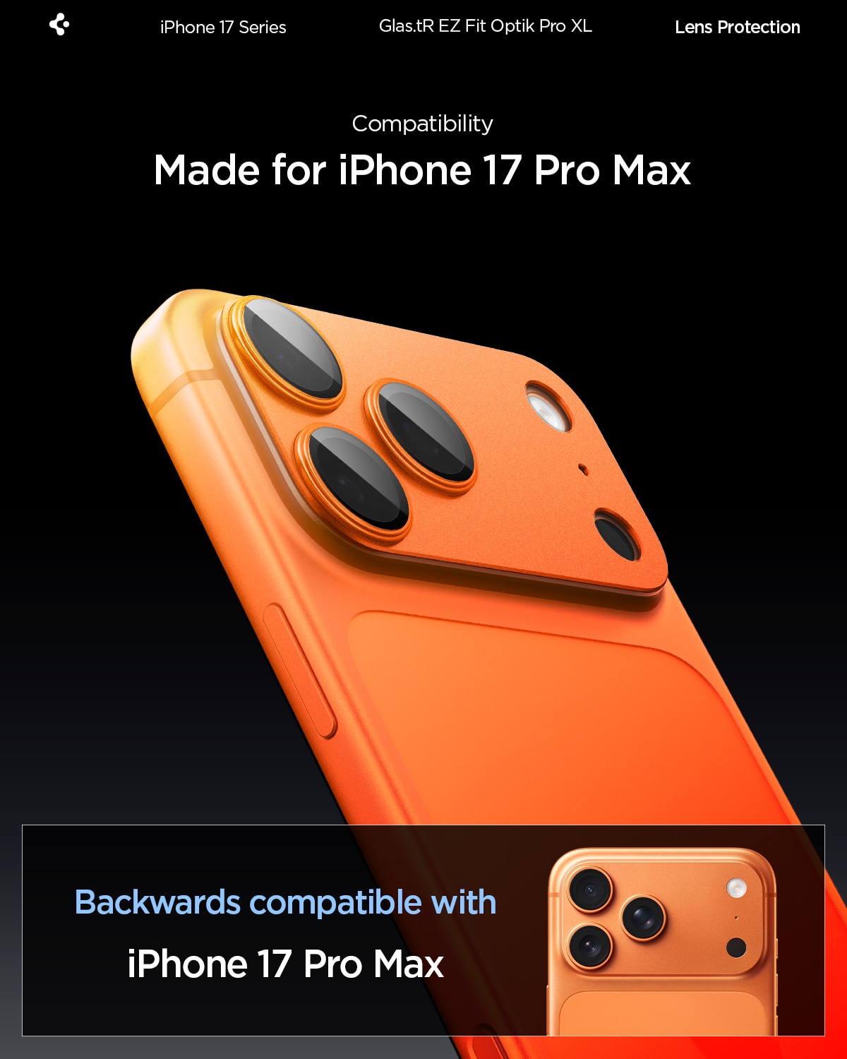 iPhone 17 Pro Max Glas.tR EZ Fit Optik Pro XL  Oransje
