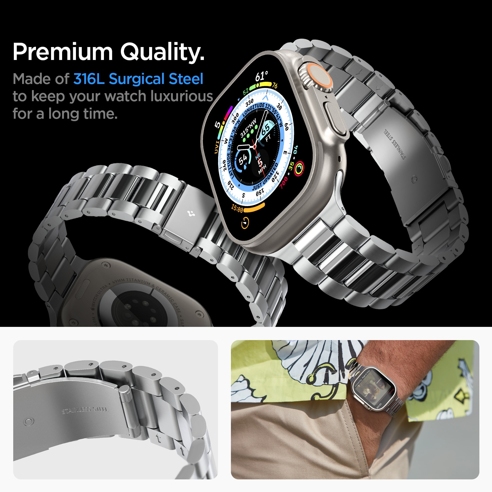 Apple Watch SE 44mm Reim Modern Fit 316L Silver