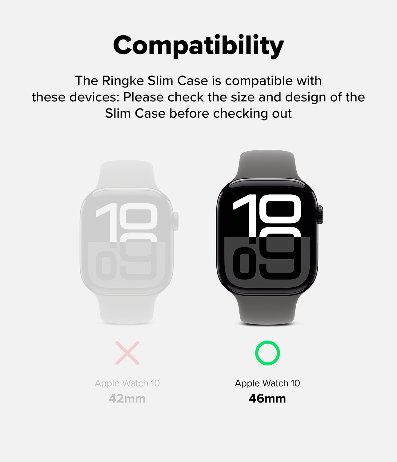 Slim Case (2-pack) Apple Watch Series 10 46mm Matte Black & Clear