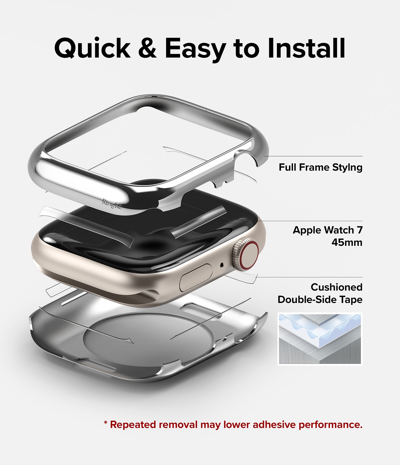Full Frame Case Apple Watch 45mm Silver