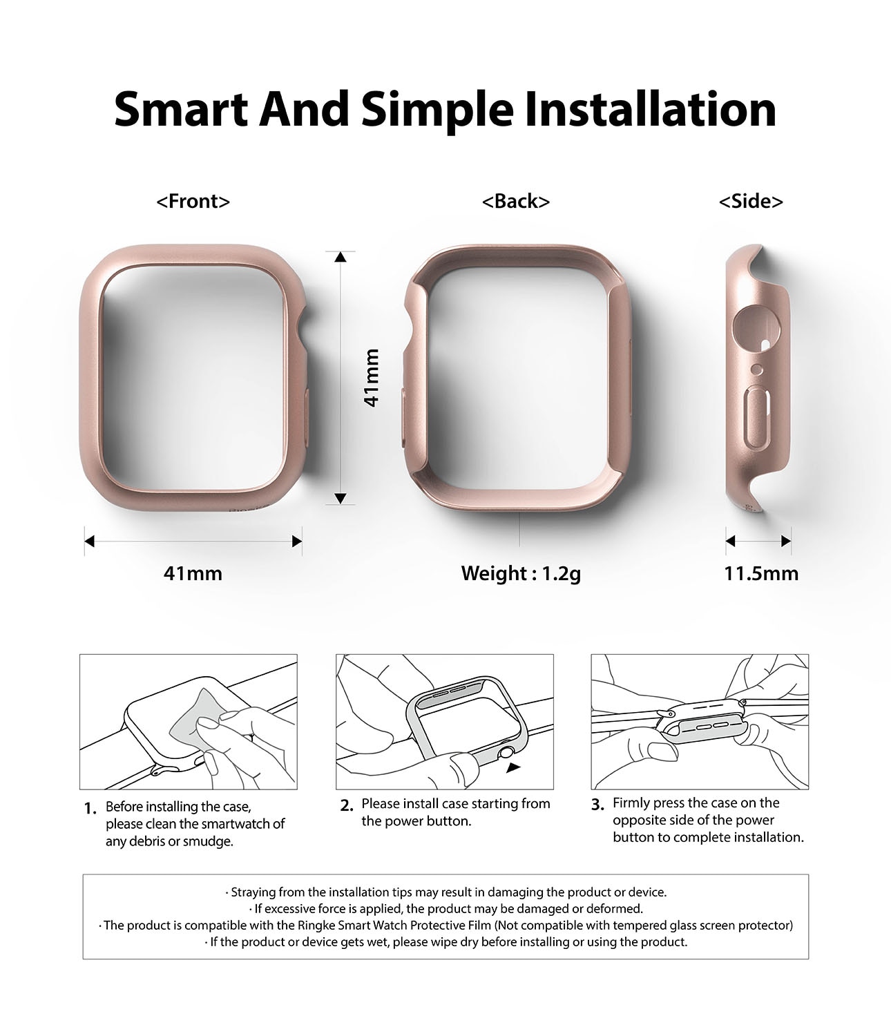 Slim Case (2-pack) Apple Watch 41mm Series 8 Pink & Clear