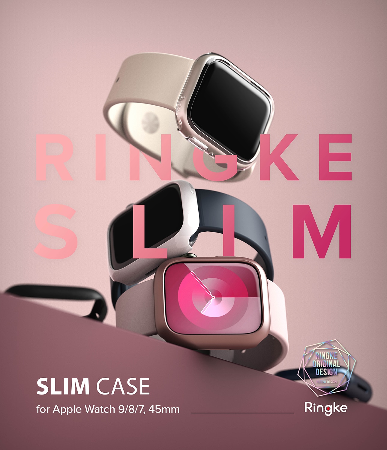 Slim Case (2-pack) Apple Watch 45mm Series 9 Pink & Clear