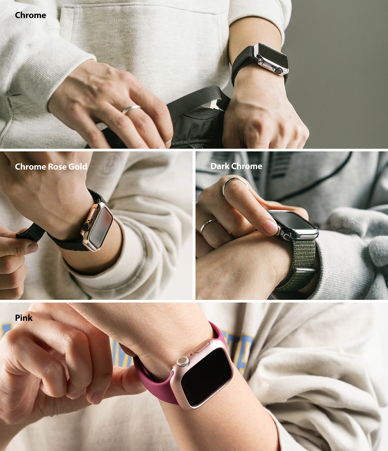 Slim Case (2-pack) Apple Watch 45mm Series 8 Pink & Clear