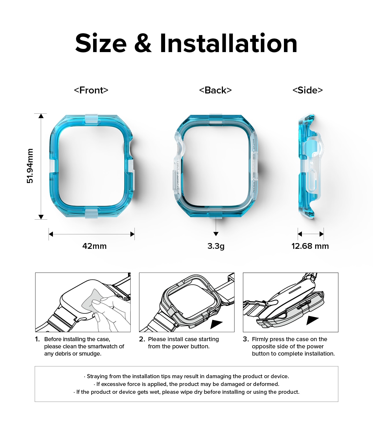 Fusion Bumper Apple Watch 45mm Series 7 Neon Blue