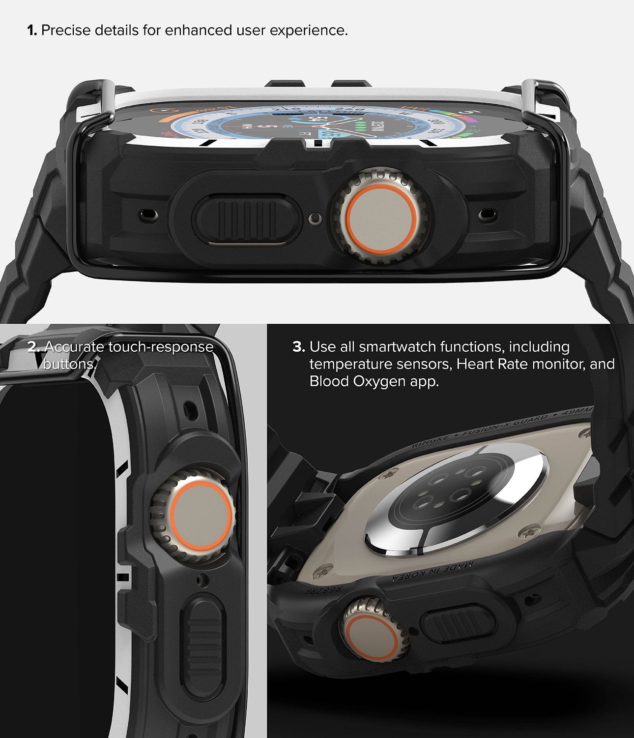 Fusion-X Guard Case+Band Apple Watch Ultra 49mm White(Black Index)