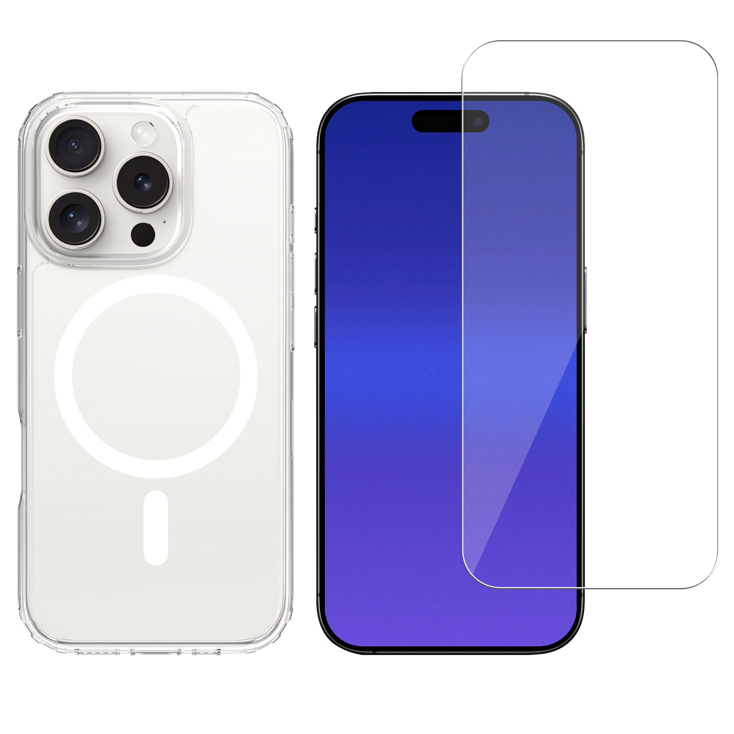 iPhone 16 Pro Sett Hybriddeksel MagSafe og Skjermbeskytter i glass