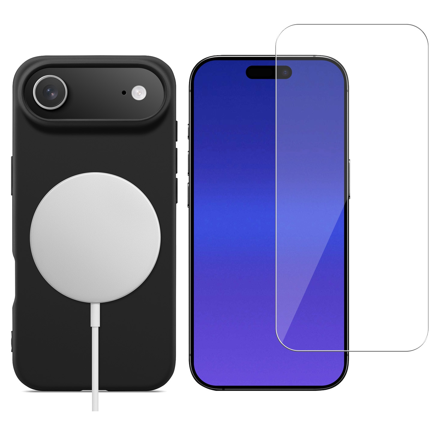 iPhone Air Sett TPU-deksel MagSafe og skjermbeskytter i glass Svart