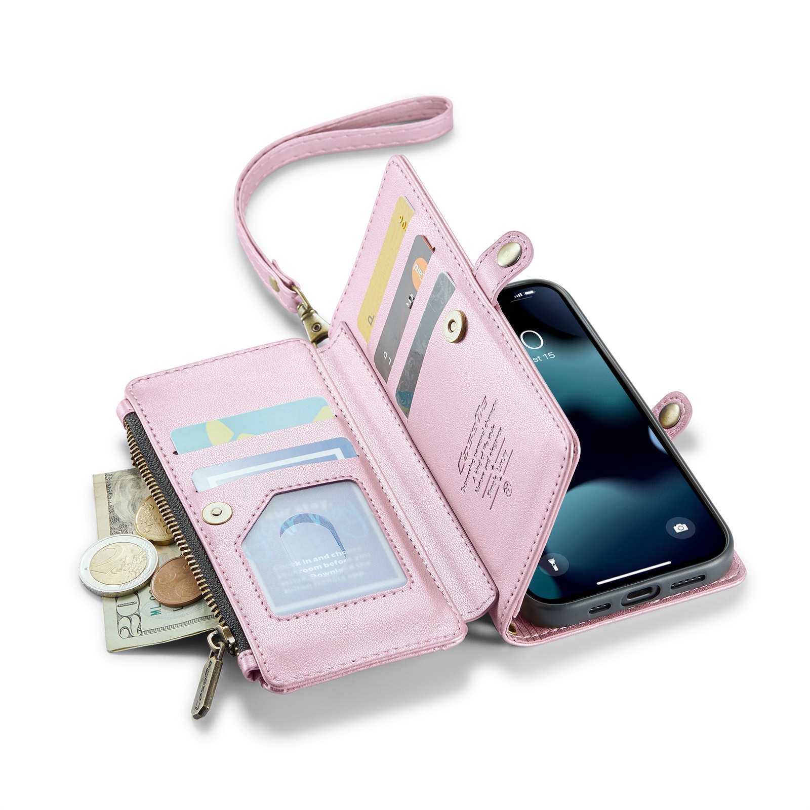 Lommebokveske iPhone 13 Pro rosa