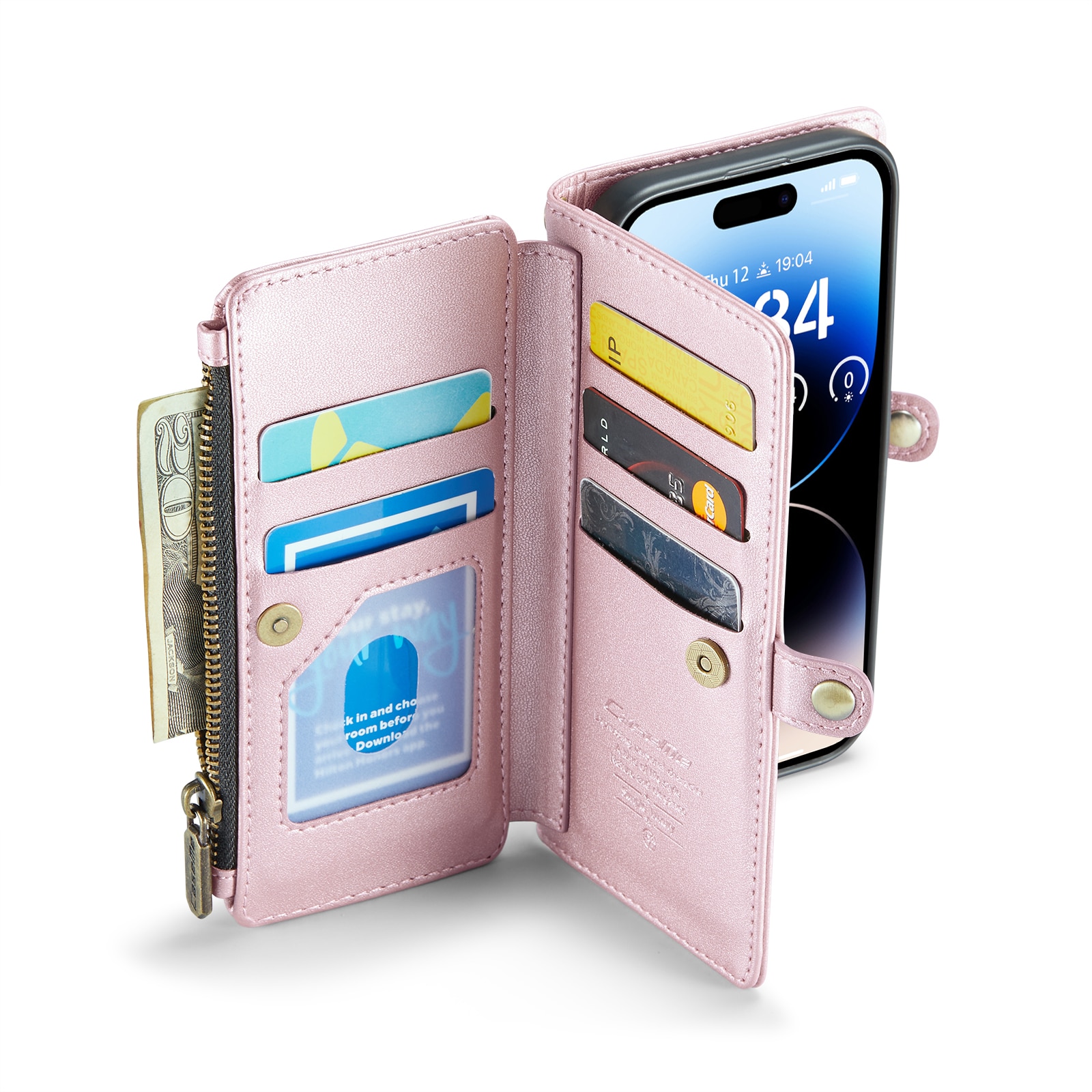 Lommebokveske iPhone 14 Pro rosa