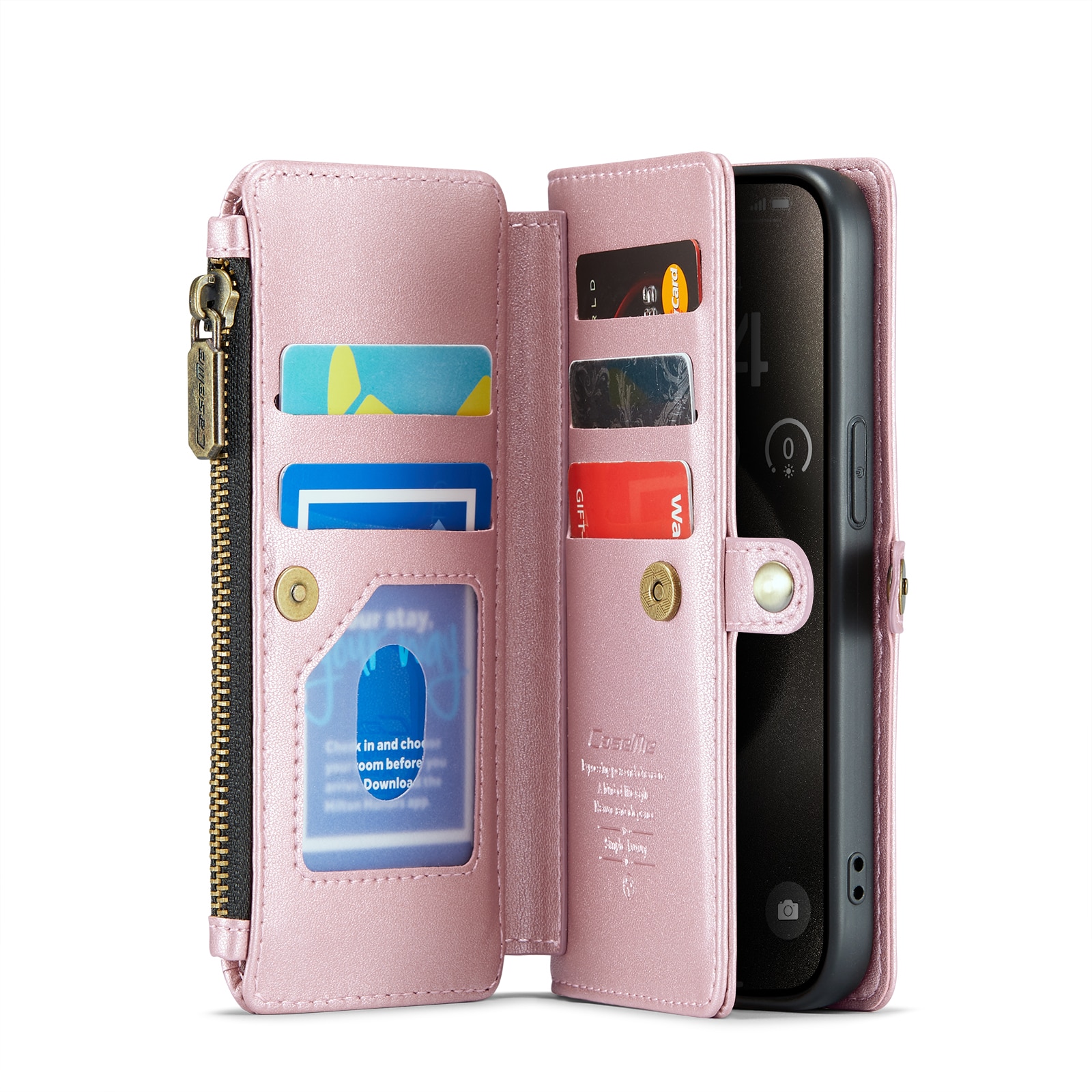 Lommebokveske iPhone 15 Pro rosa