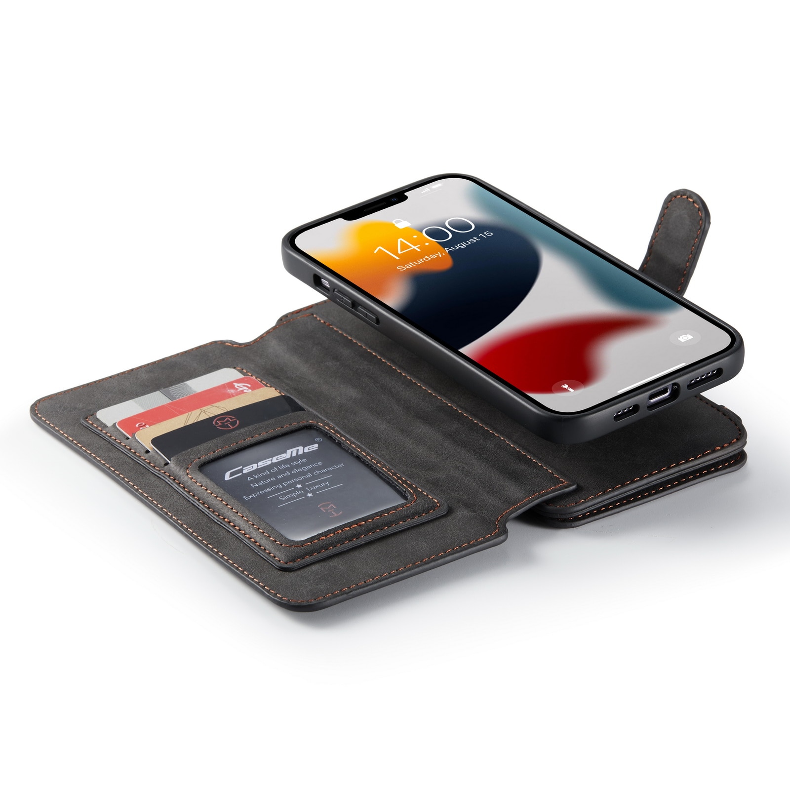 Multi-slot Flipdeksel iPhone 13 Pro Max grå
