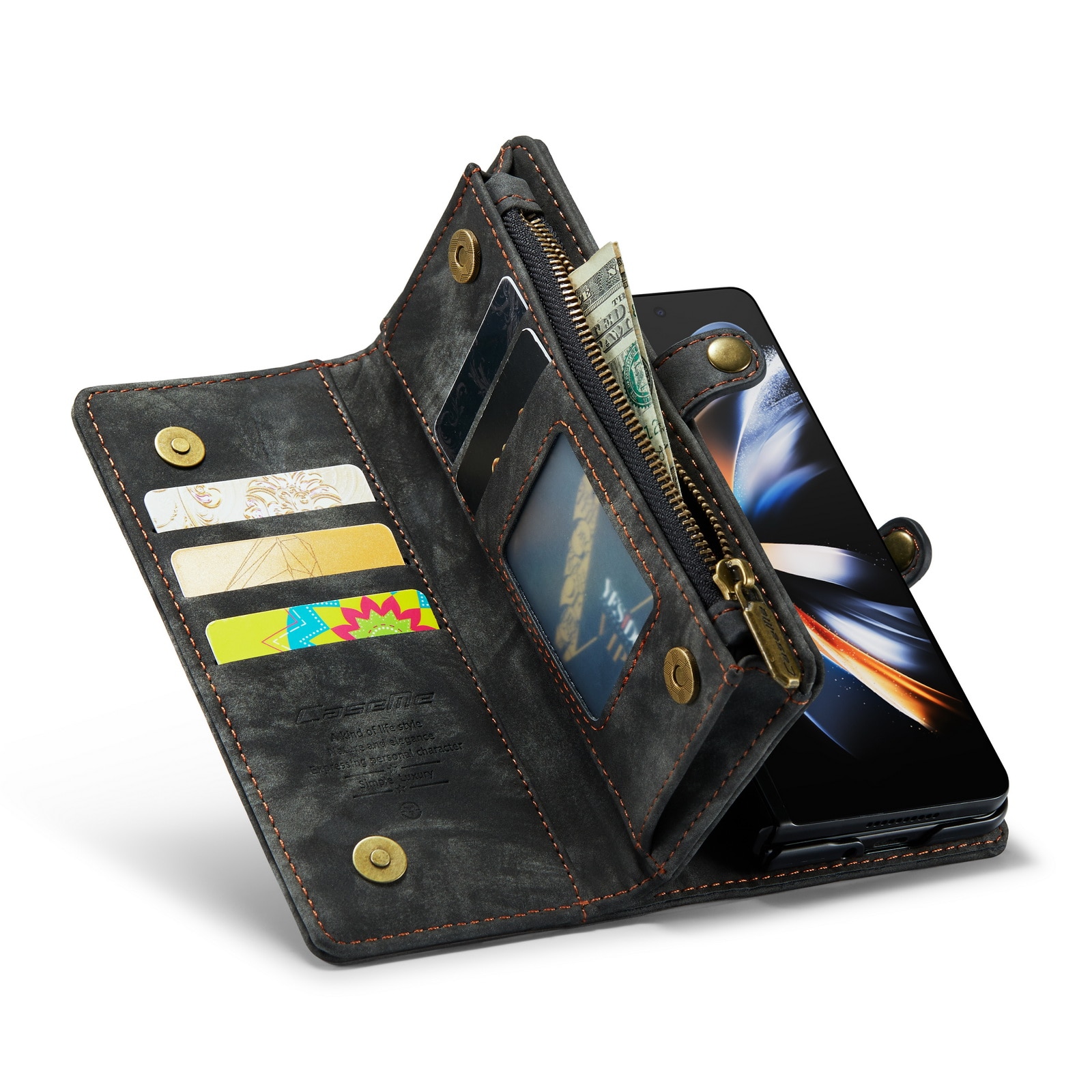 Multi-slot Lommeboksetui Samsung Galaxy Z Fold 5 grå