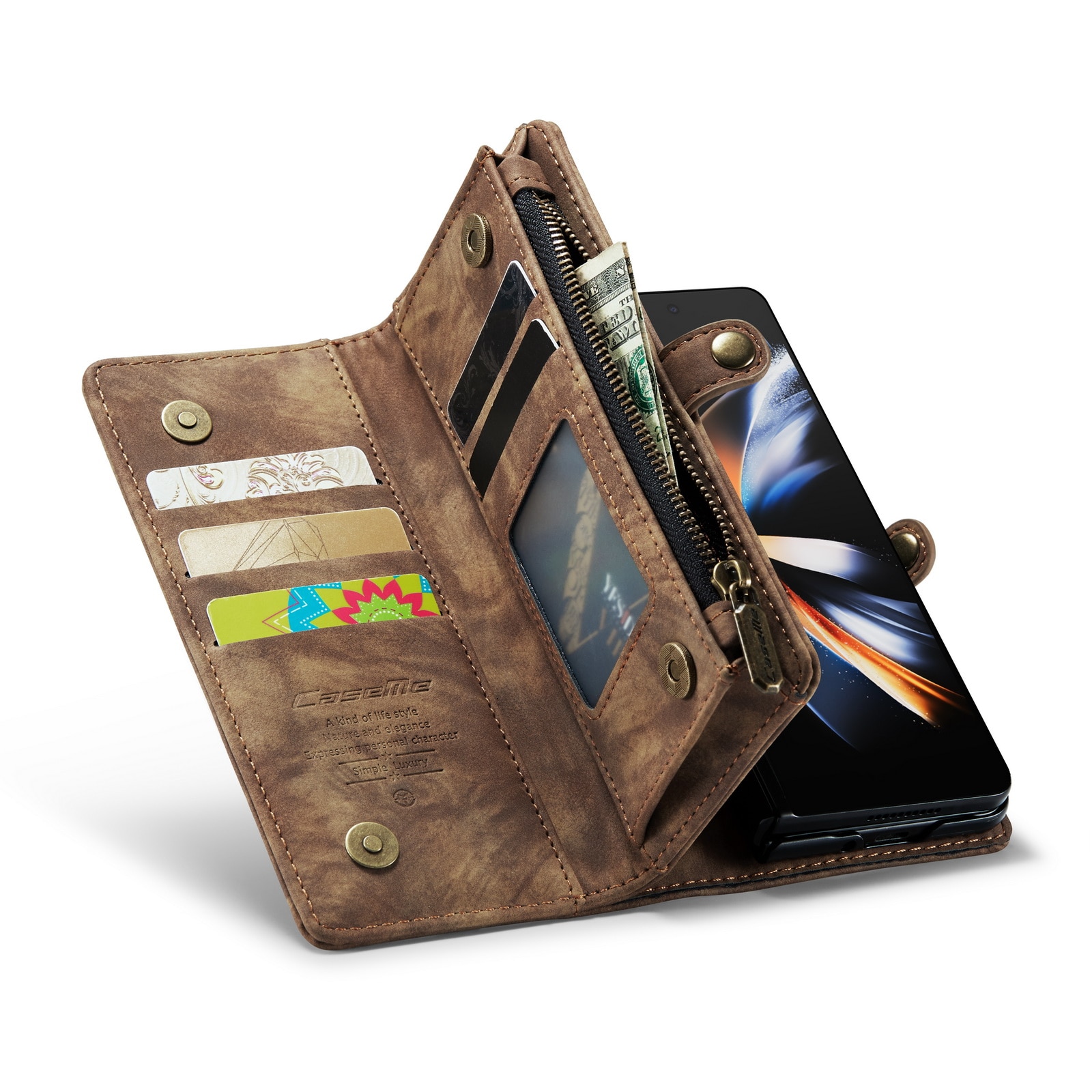 Multi-slot Lommeboksetui Samsung Galaxy Z Fold 4 brun