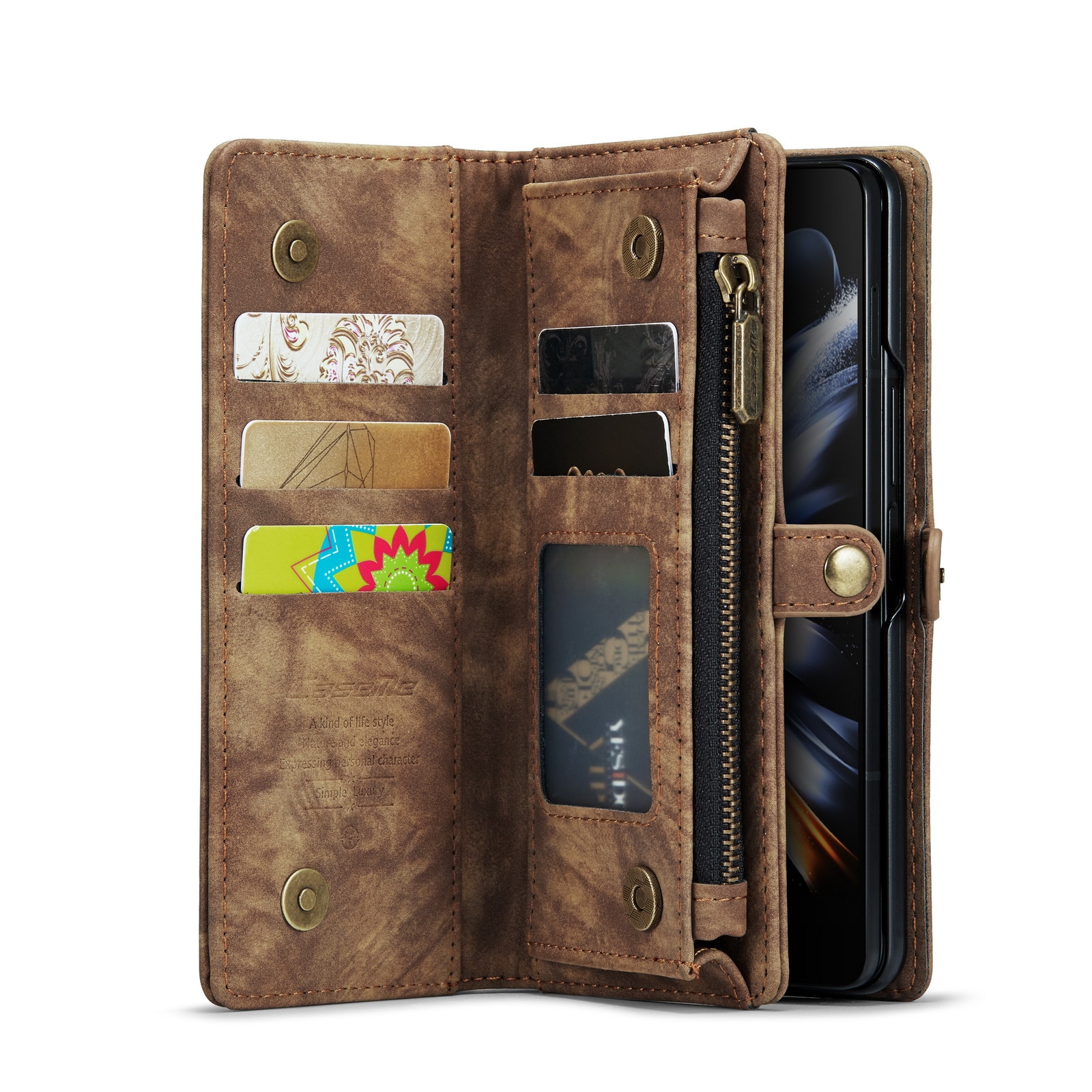 Multi-slot Lommeboksetui Samsung Galaxy Z Fold 4 brun