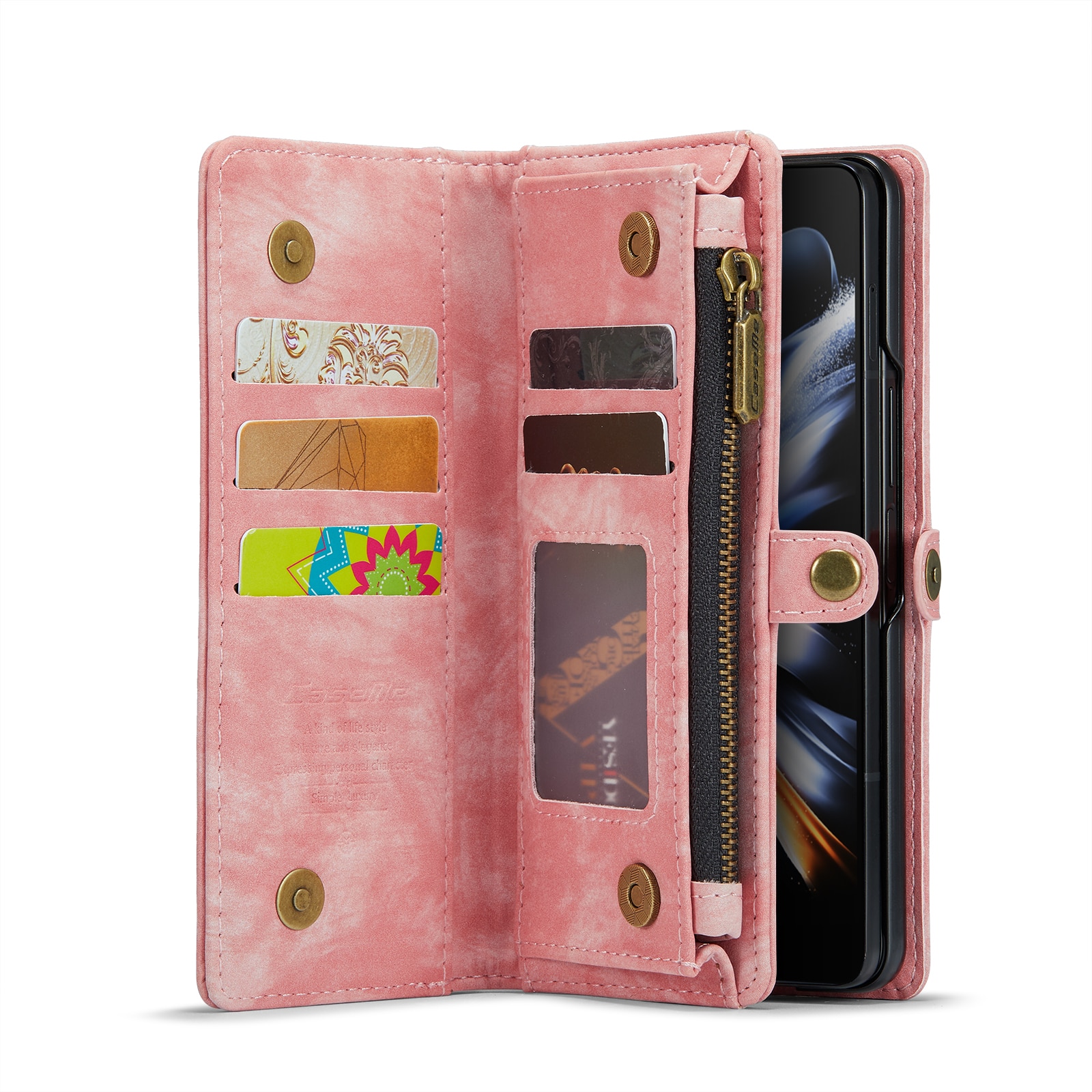 Multi-slot Lommeboksetui Samsung Galaxy Z Fold 5 rosa