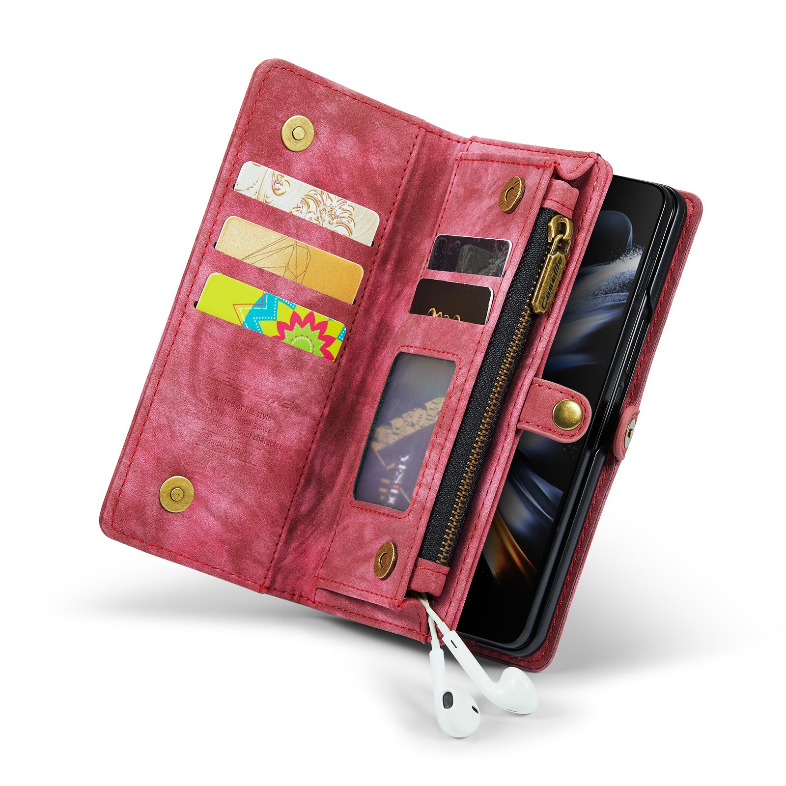 Multi-slot Lommeboksetui Samsung Galaxy Z Fold 5 Rød