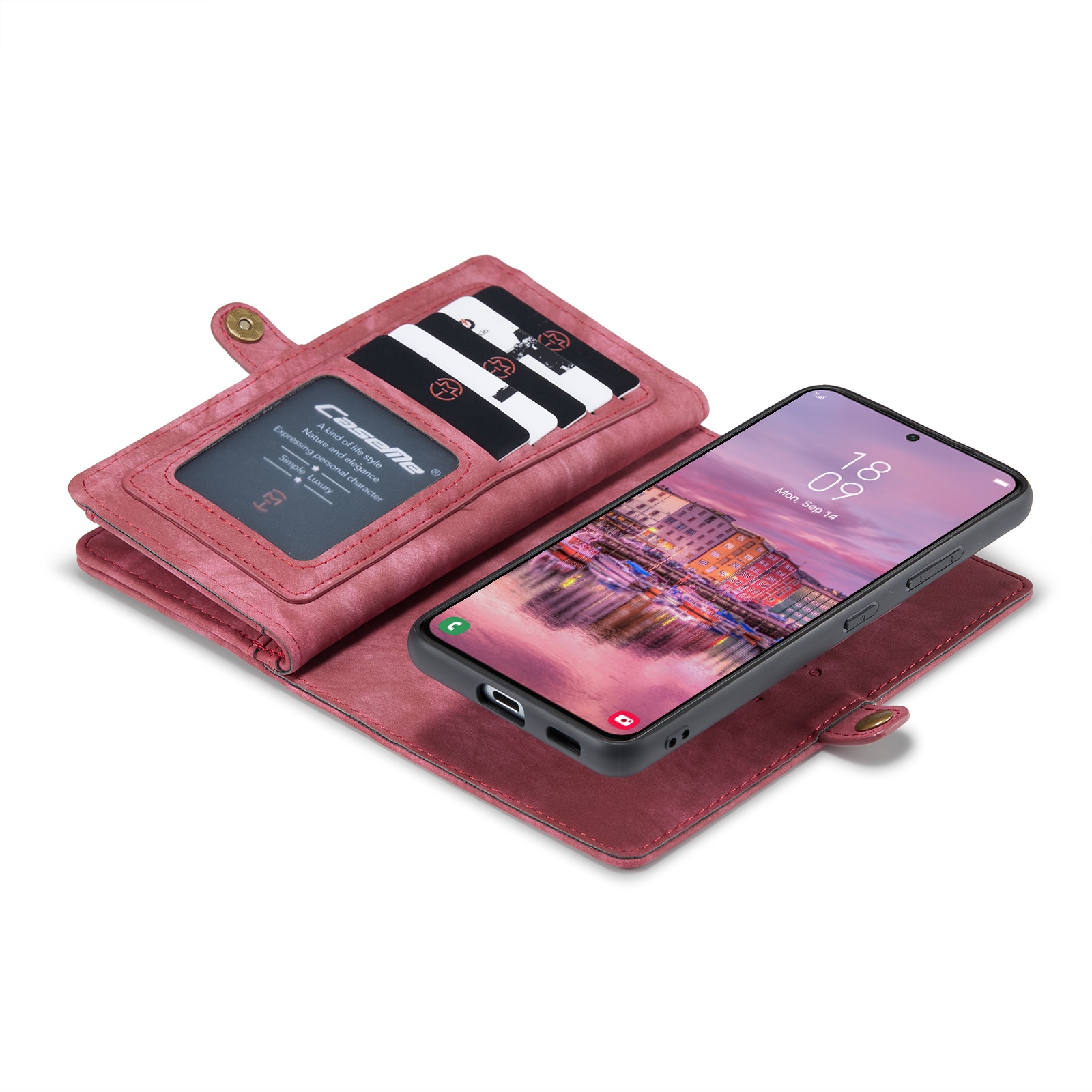 Multi-slot Lommeboksetui Samsung Galaxy S22 rød
