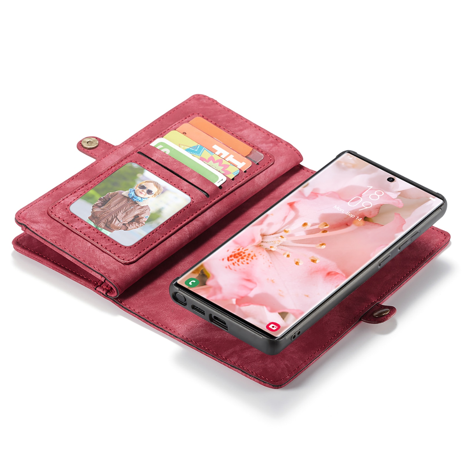 Multi-slot Lommeboksetui Galaxy S22 Ultra rød