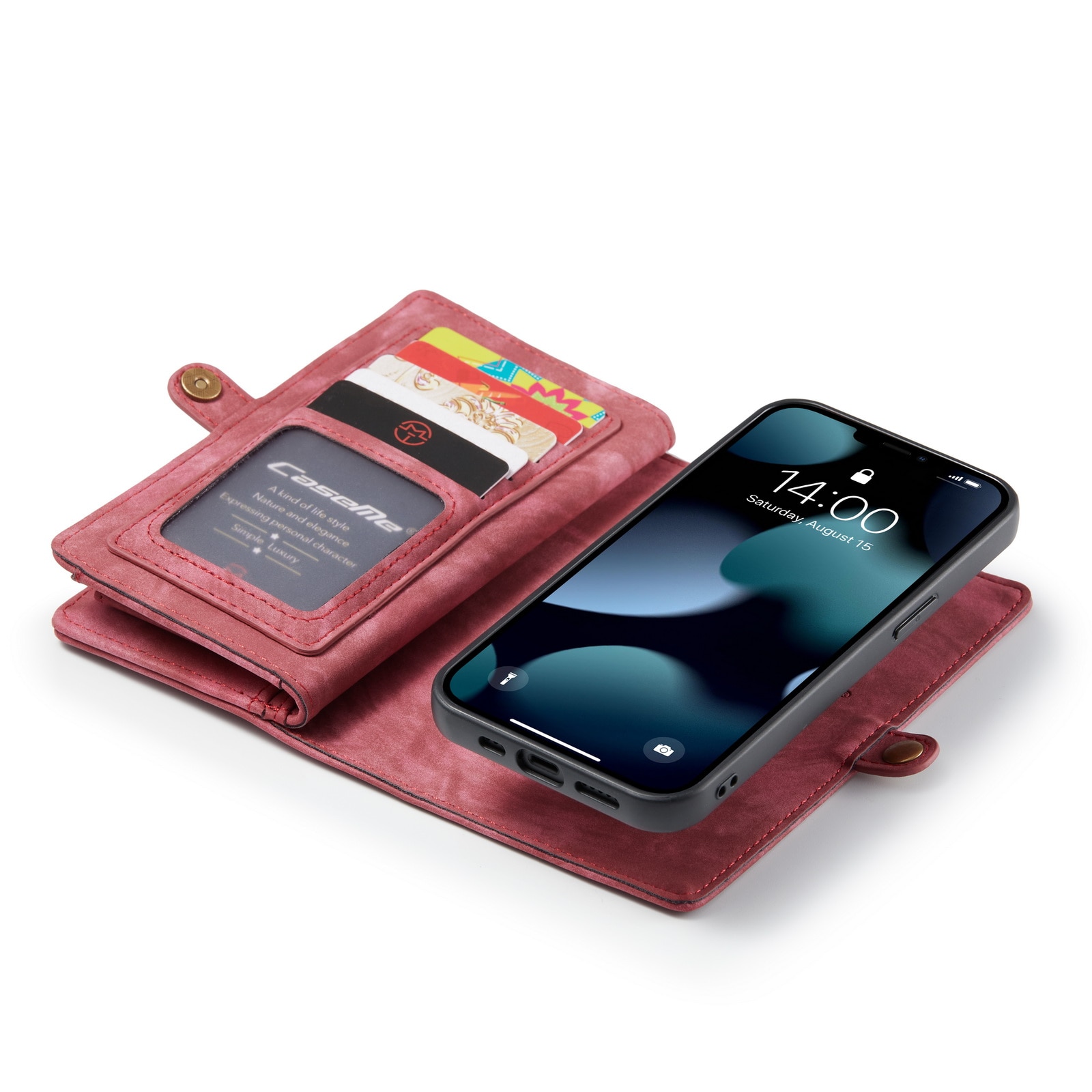 Multi-slot Lommeboksetui iPhone 13 Mini rød