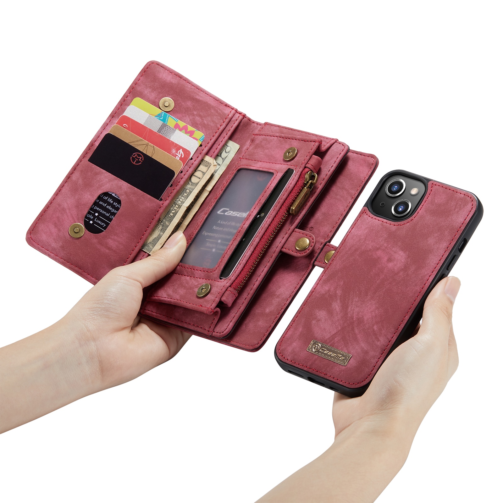 Multi-slot Lommeboksetui iPhone 13 Mini rød