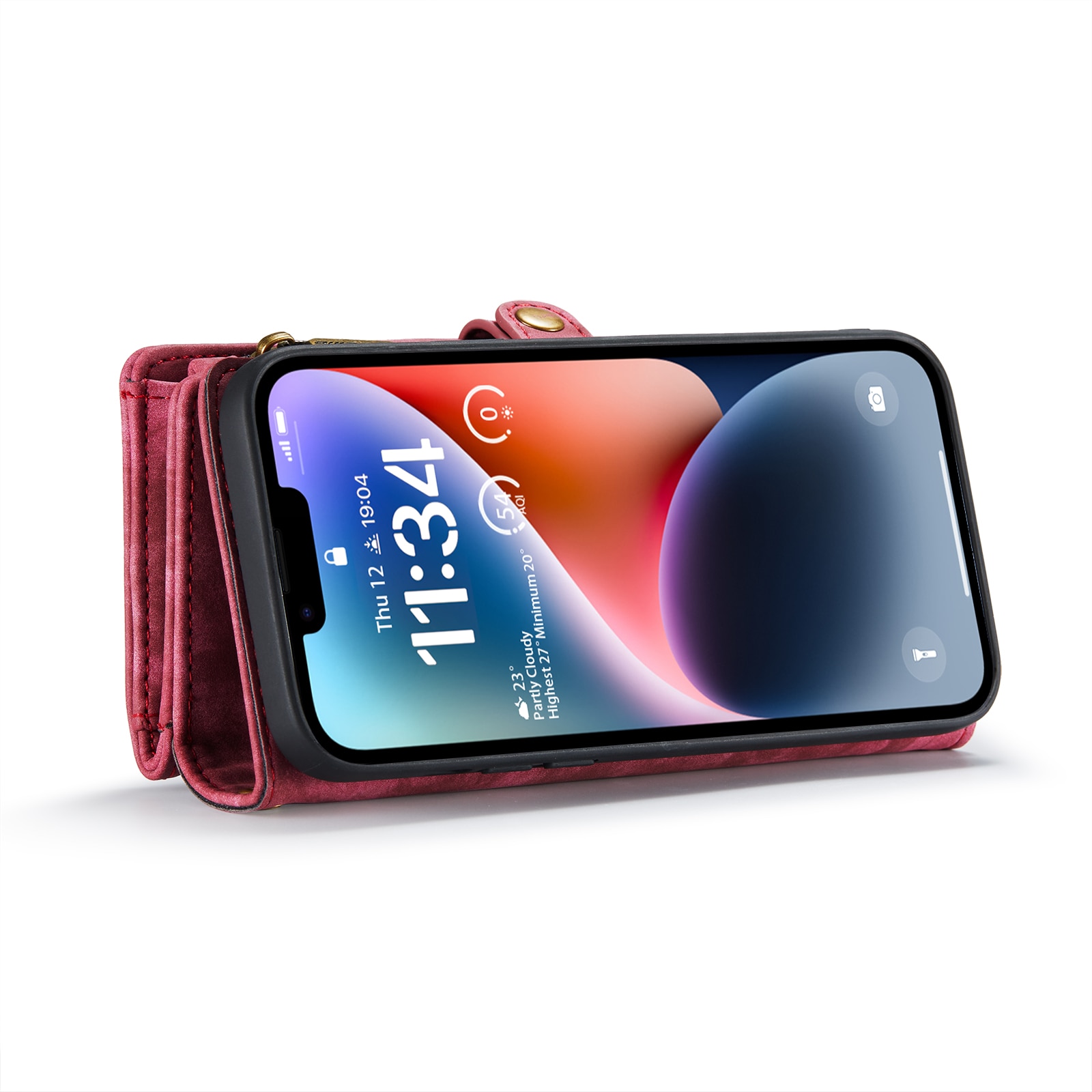Multi-slot Lommeboksetui iPhone 14 rød