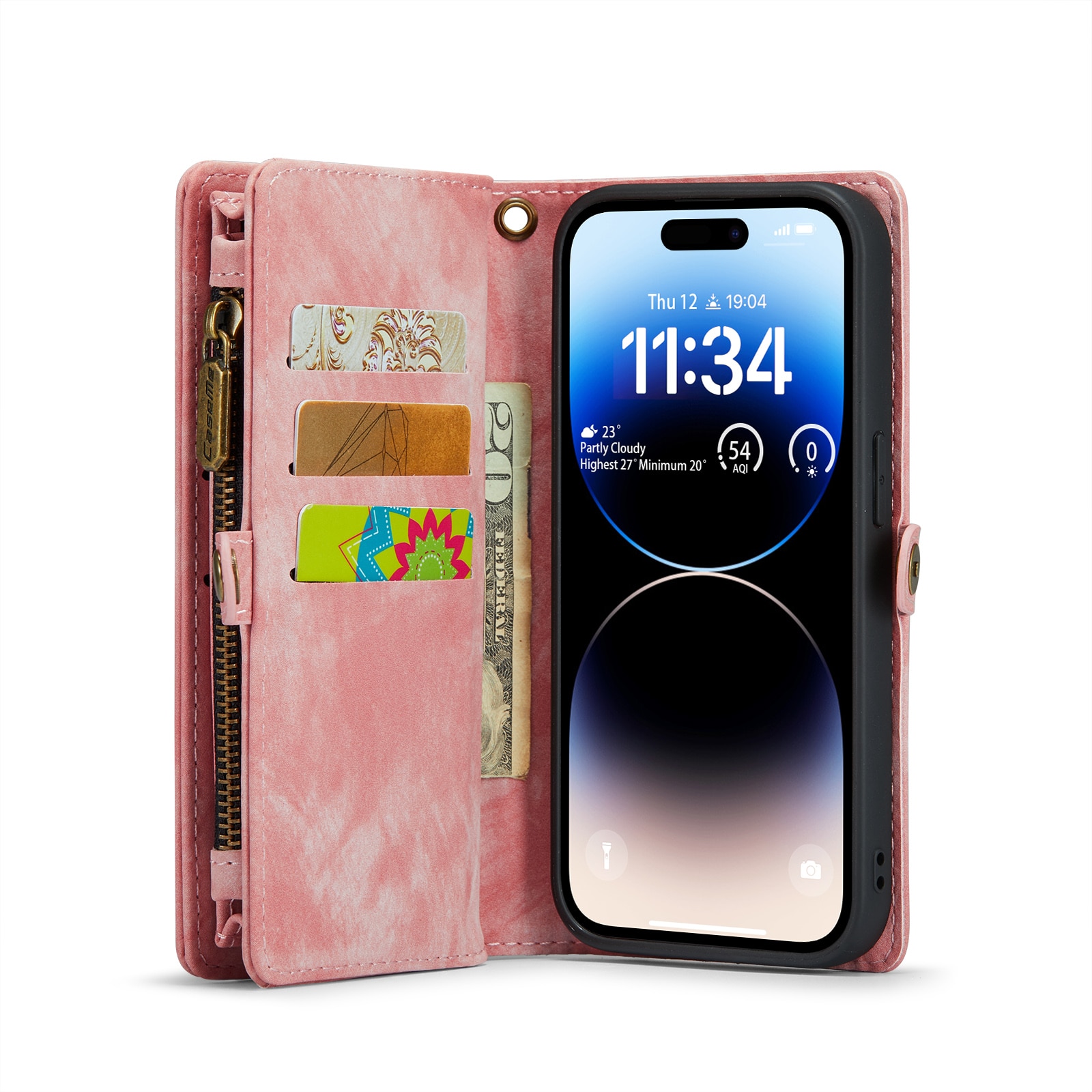 Multi-slot Lommeboksetui iPhone 14 Pro Max Rosa