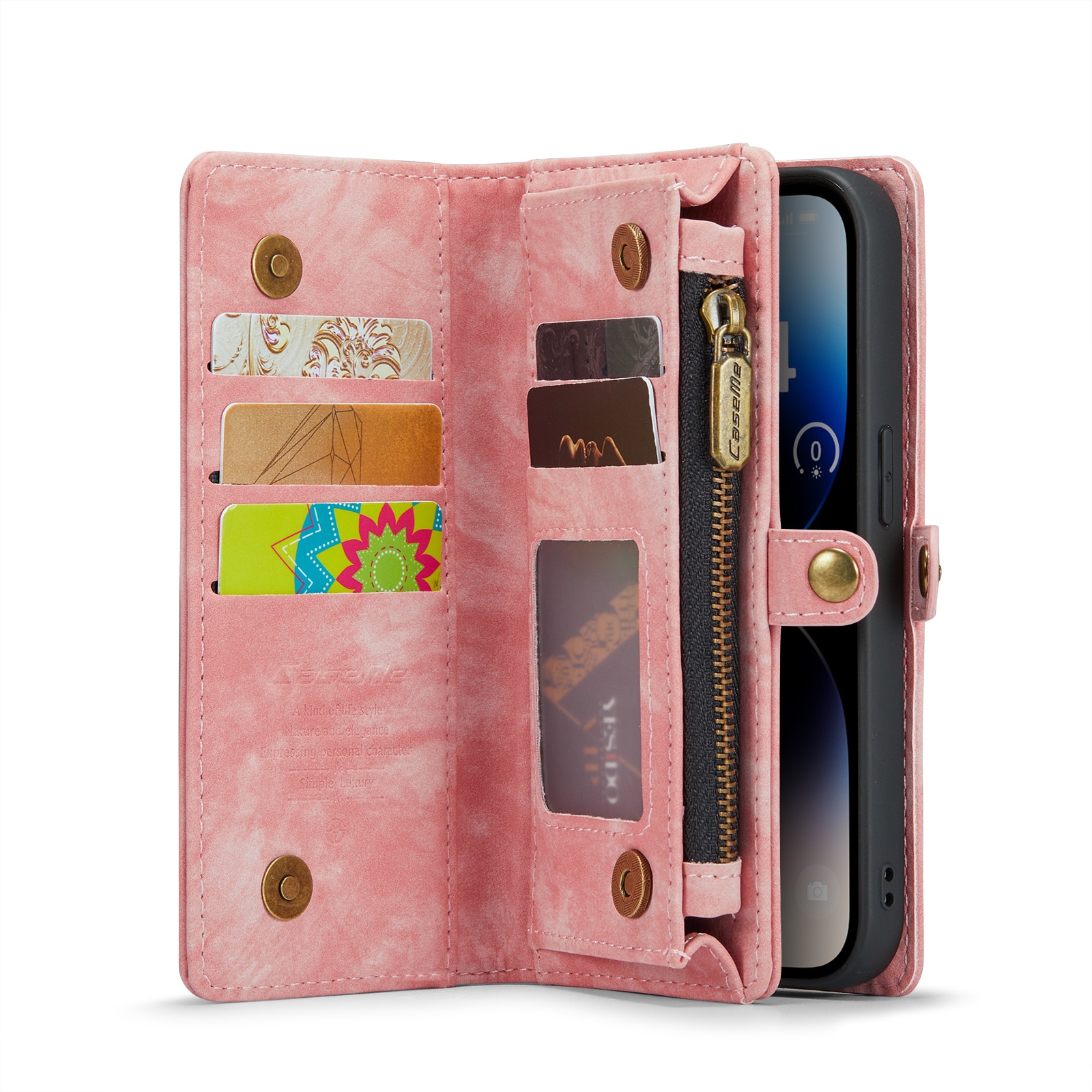 Multi-slot Lommeboksetui iPhone 14 Pro Max Rosa