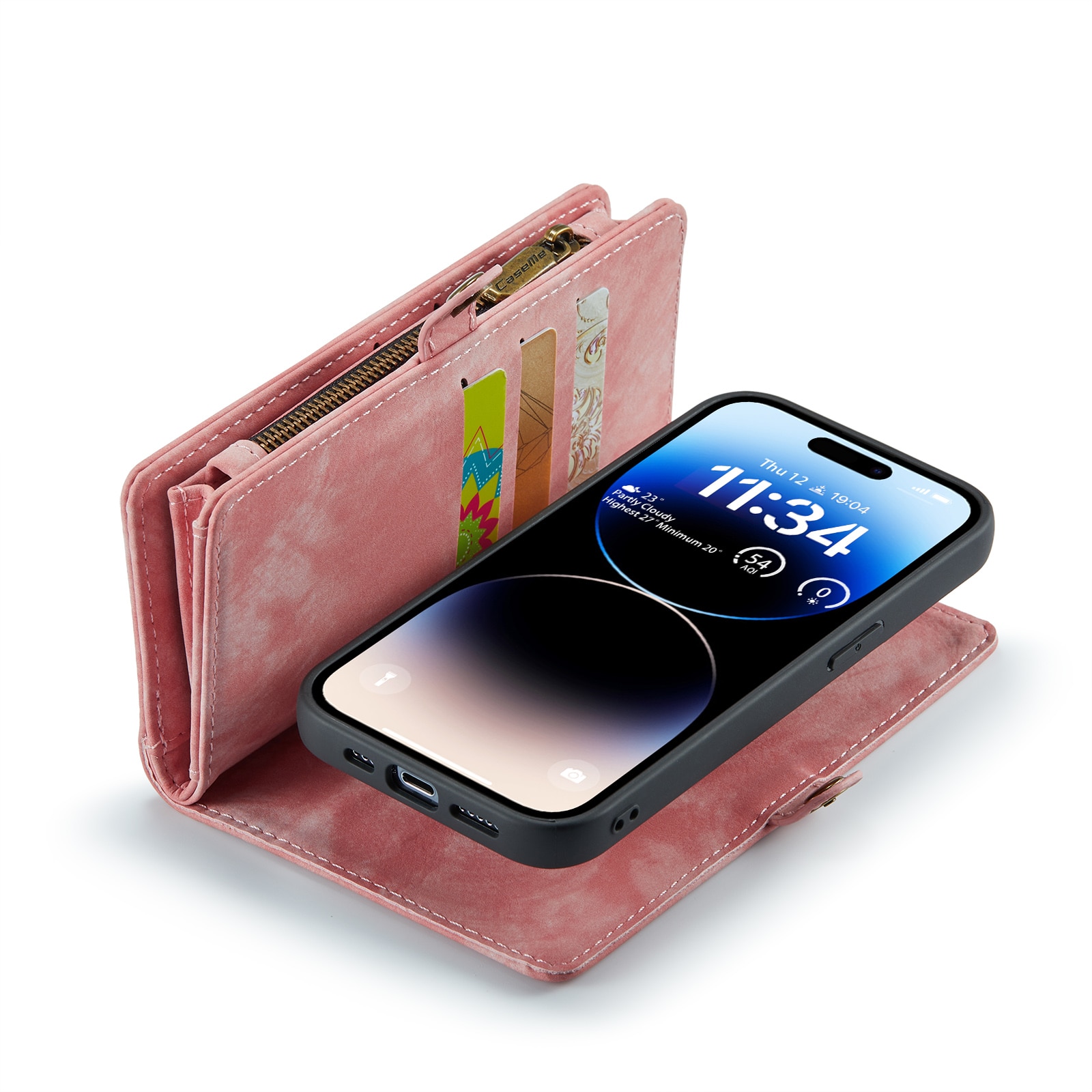 Multi-slot Lommeboksetui iPhone 14 Pro Max Rosa