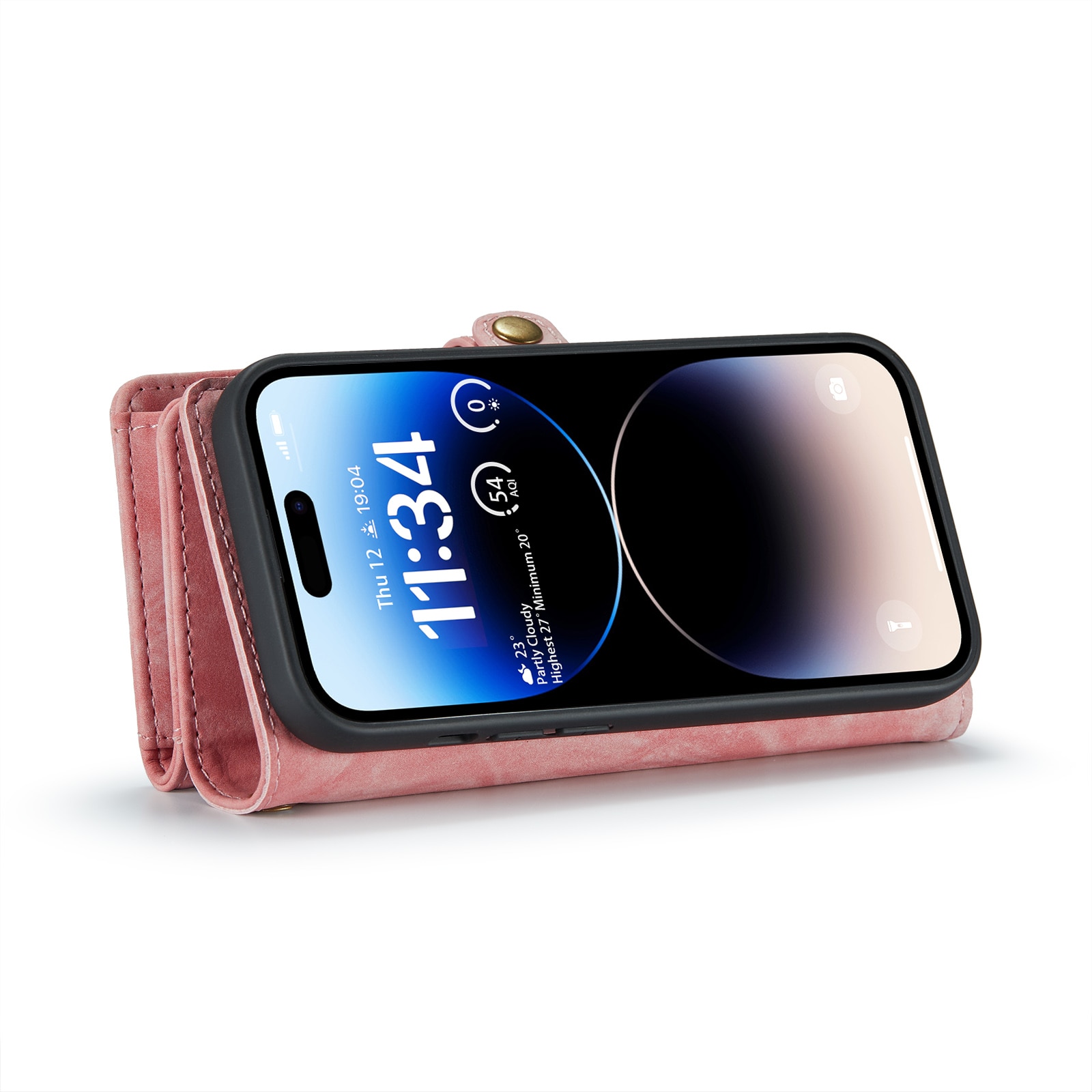 Multi-slot Lommeboksetui iPhone 14 Pro rosa