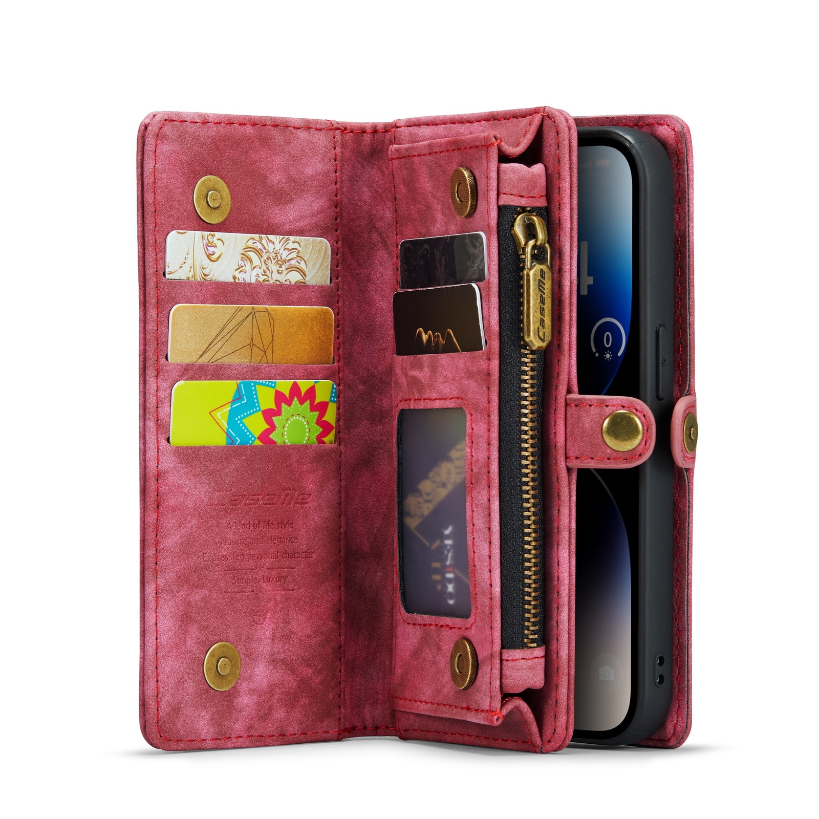 Multi-slot Lommeboksetui iPhone 14 Pro Max Rød