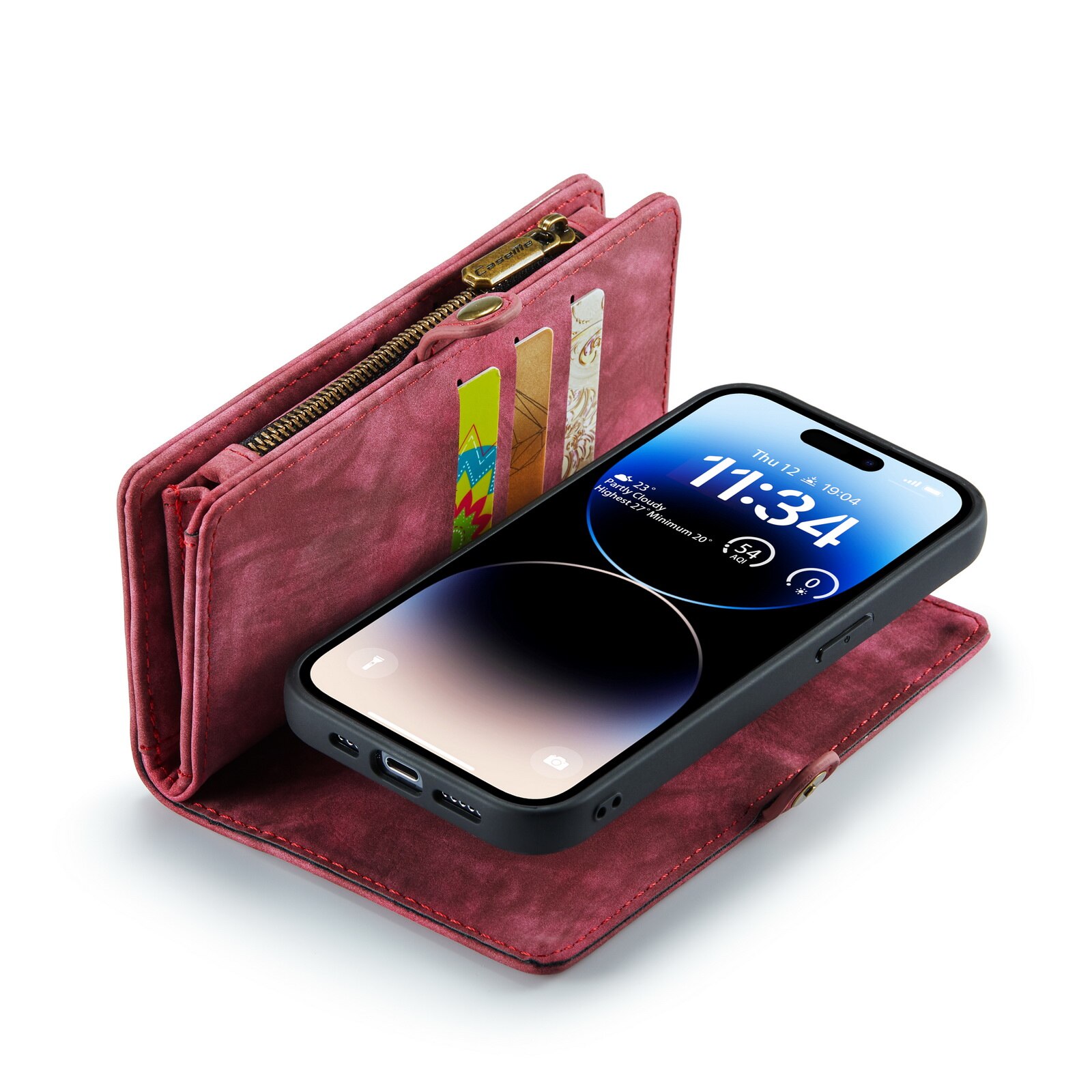 Multi-slot Lommeboksetui iPhone 14 Pro Max Rød