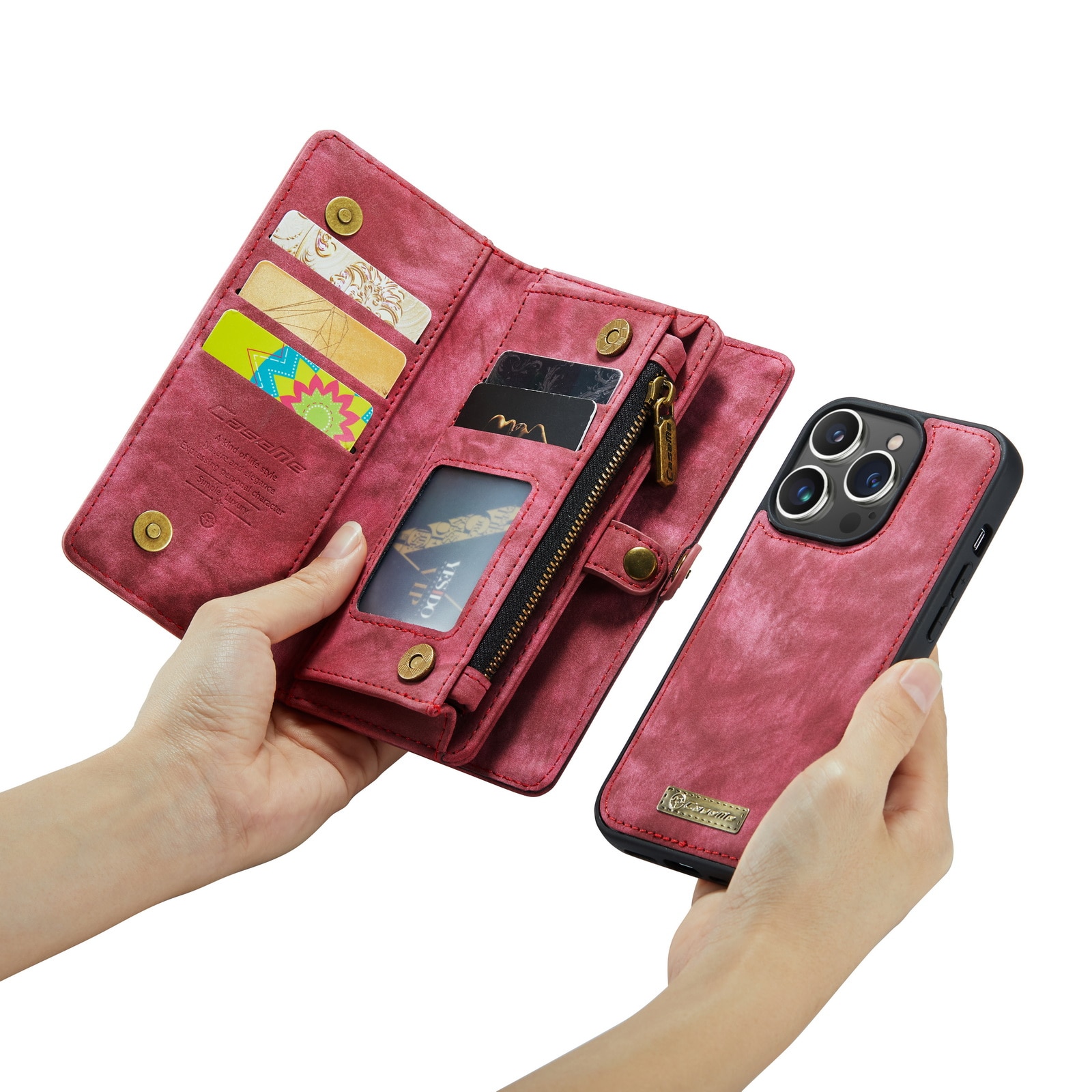 Multi-slot Lommeboksetui iPhone 14 Pro Max Rød