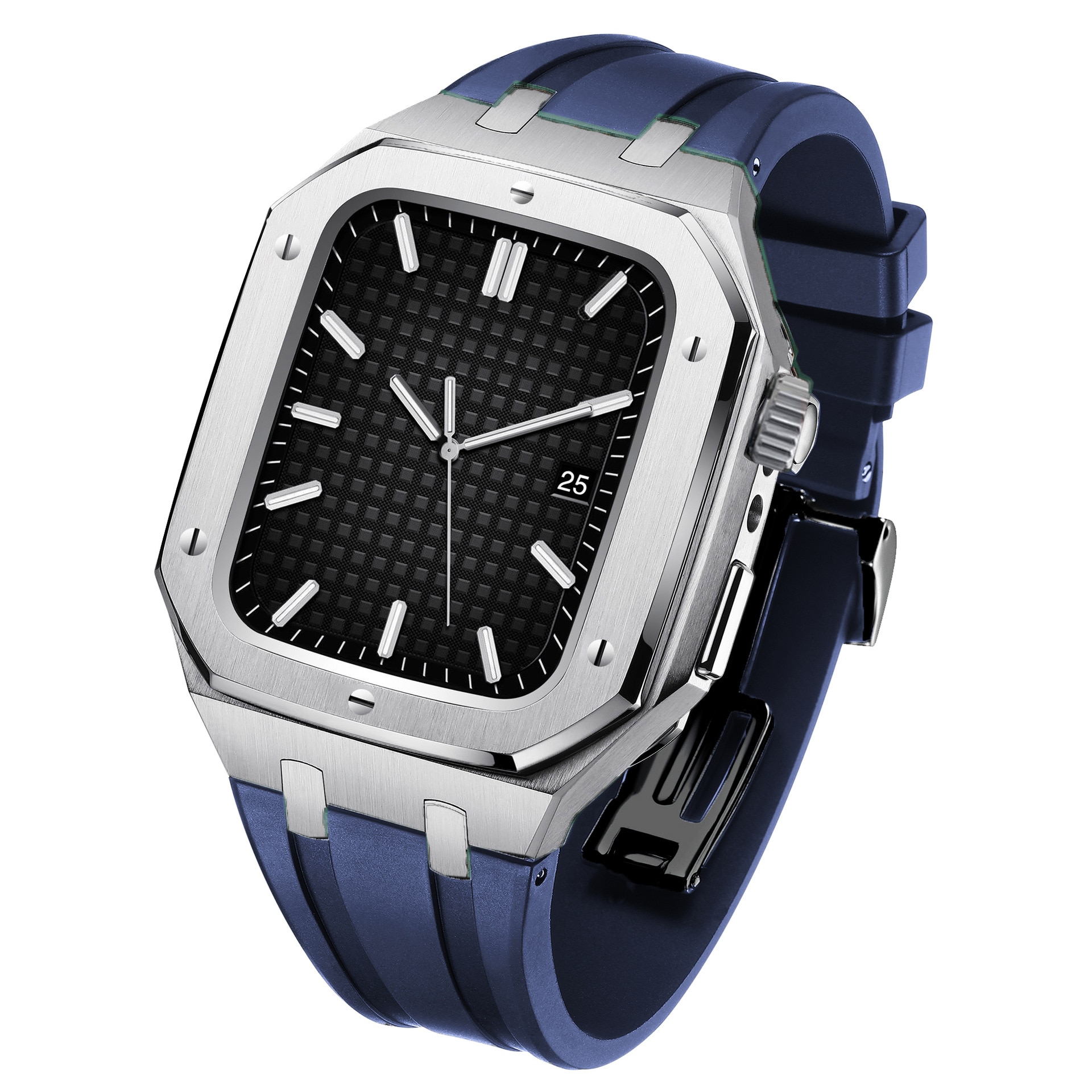 Apple Watch 45mm Series 8 Full Metal Reim Silikon sølv/blå