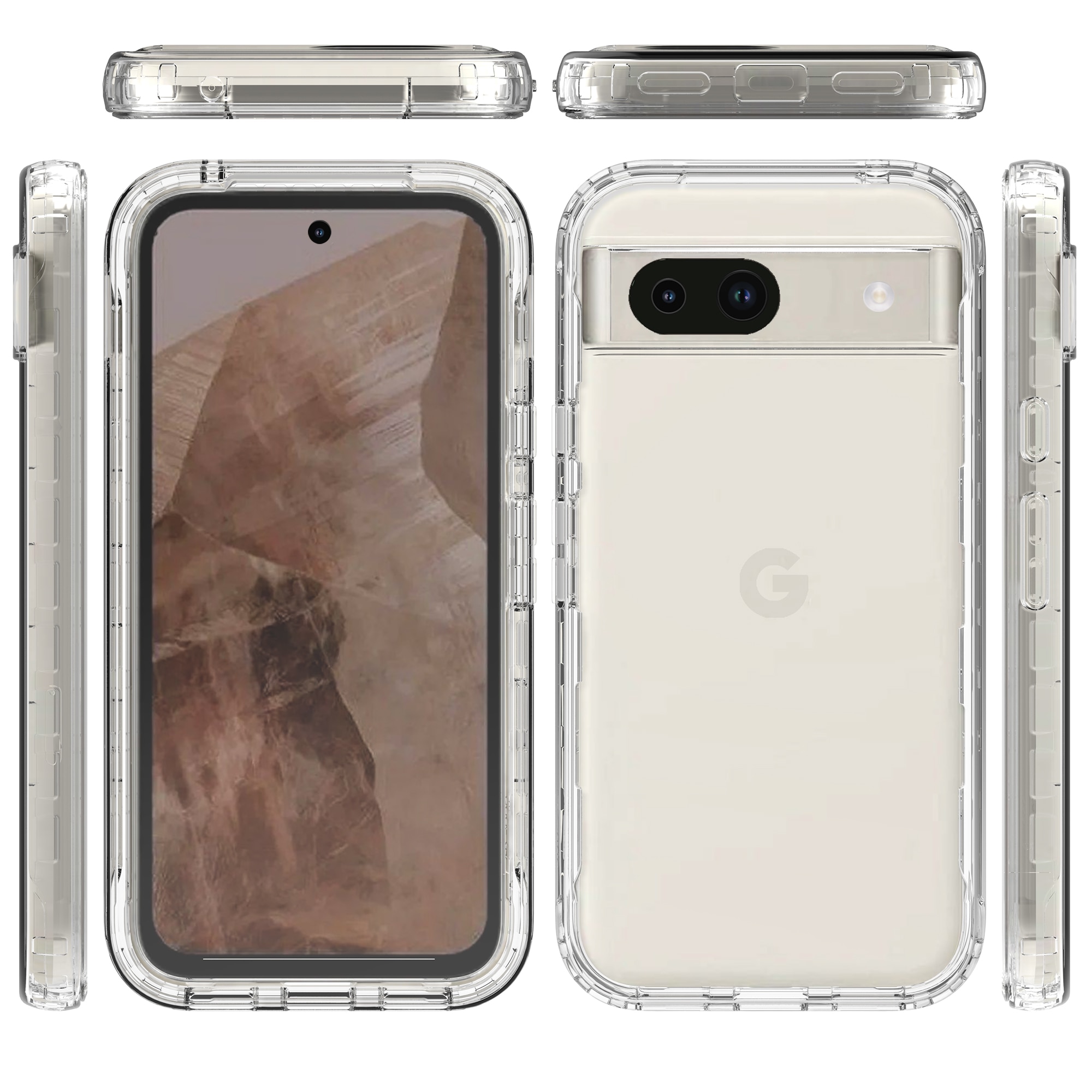 Full Protection Case Google Pixel 8a Gjennomsiktig