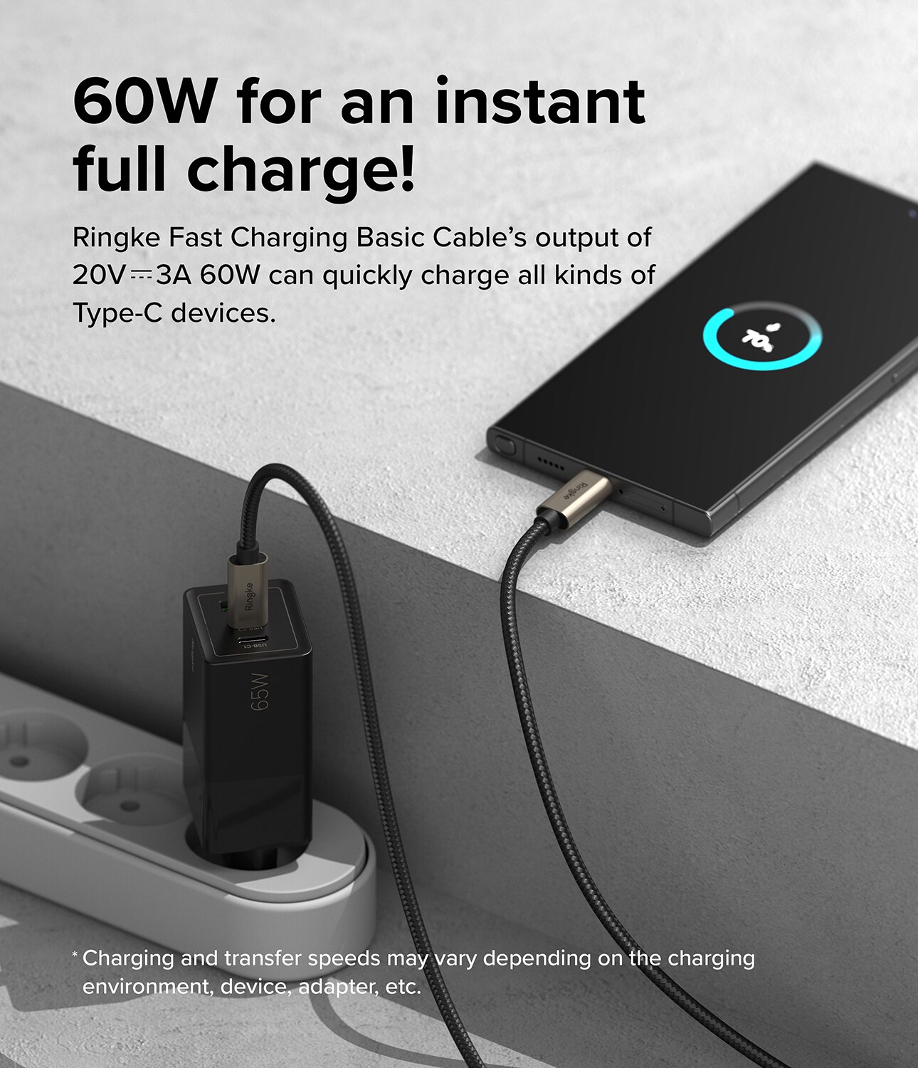 Fast Charging Basic Kabel USB-C -> USB-C 1m svart