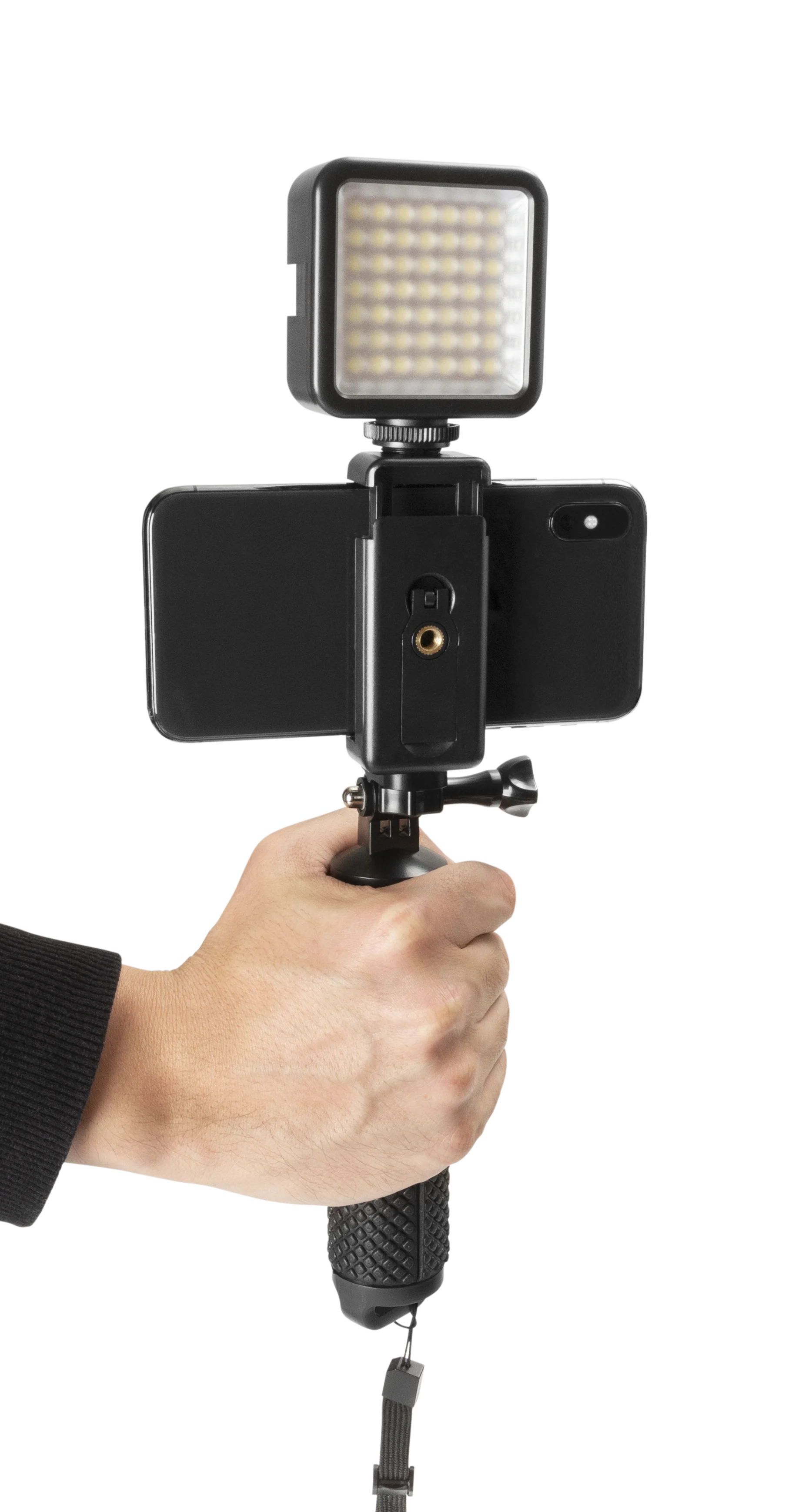 Selfie Stick med LED-belysning svart