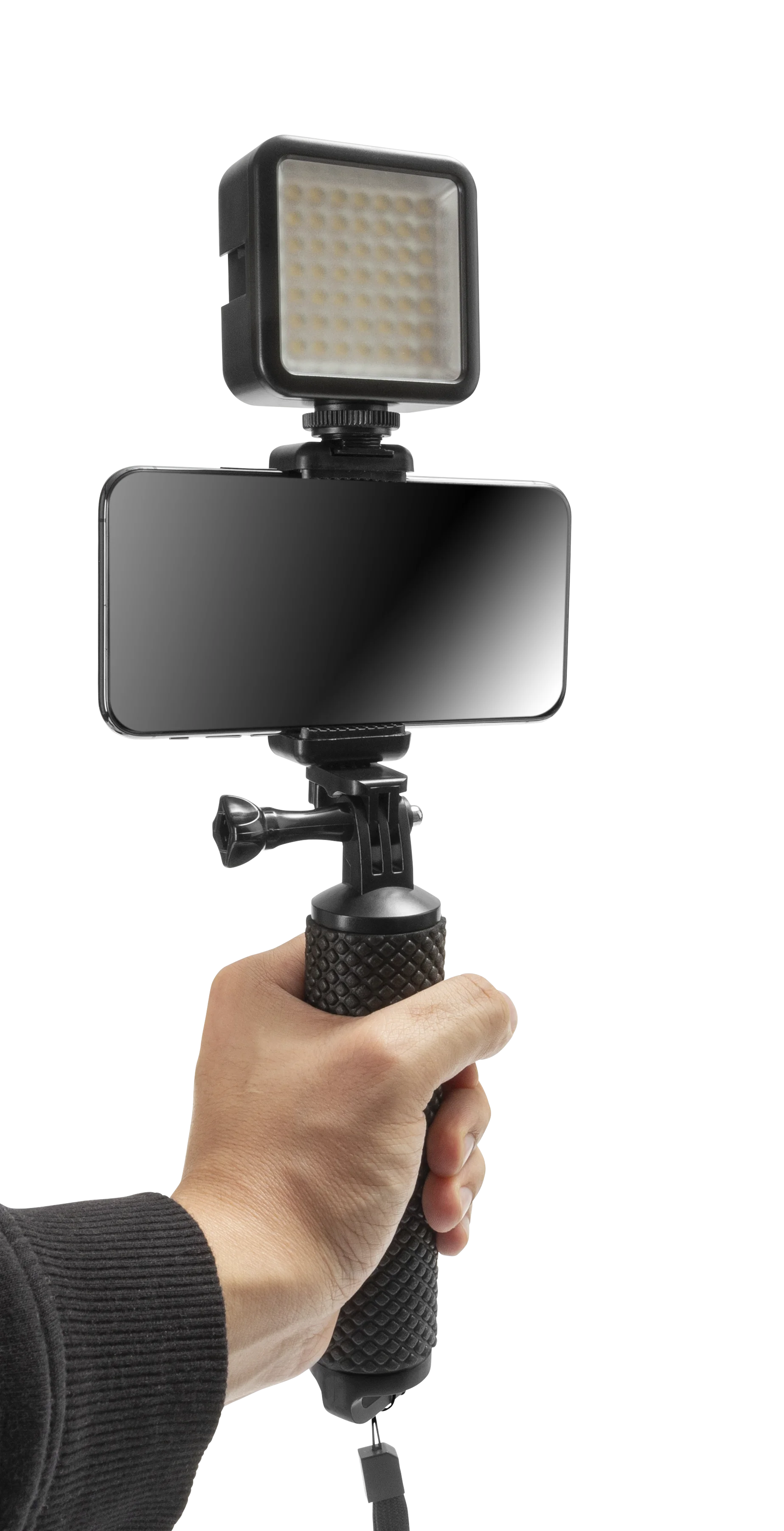 Selfie Stick med LED-belysning svart