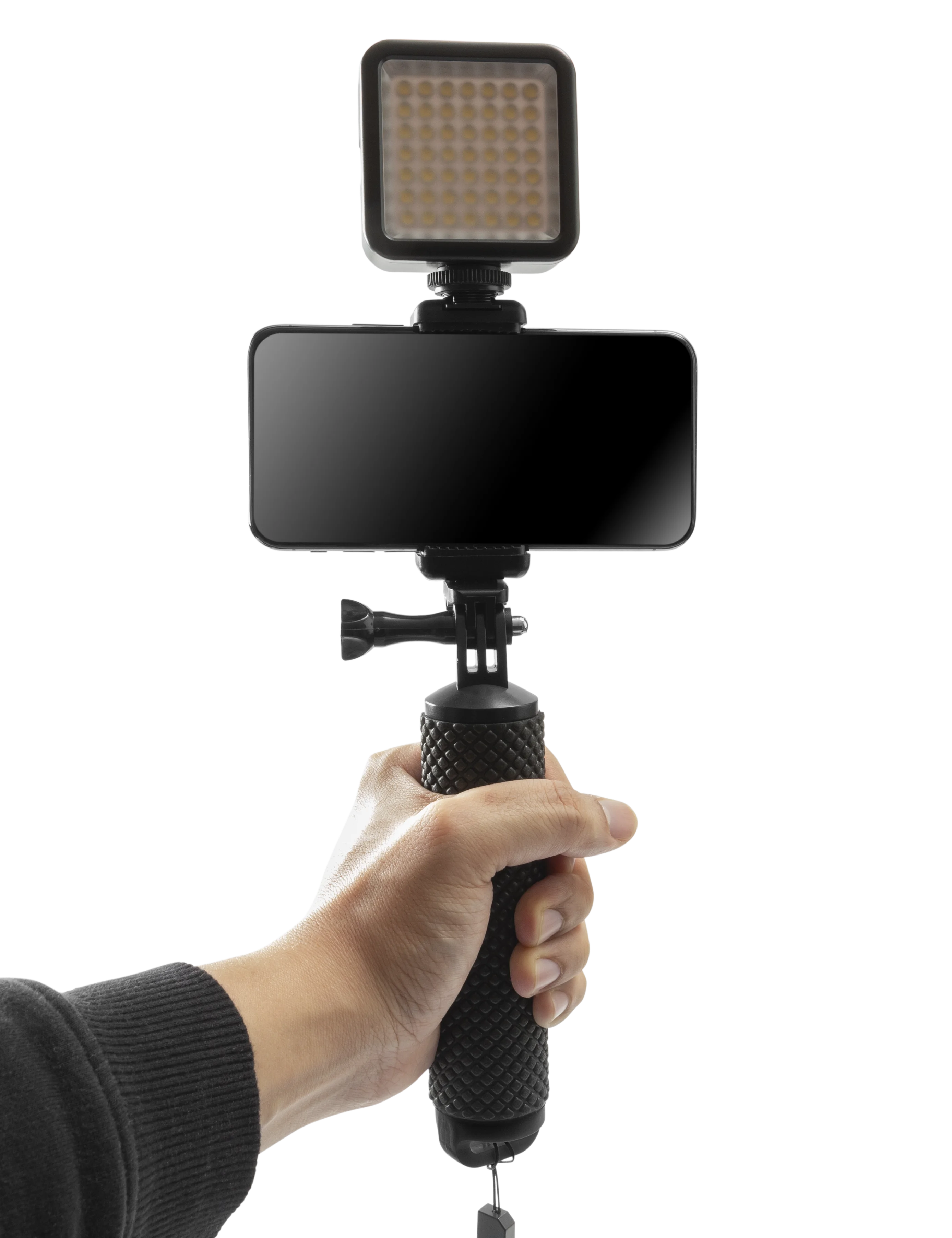 Selfie Stick med LED-belysning svart