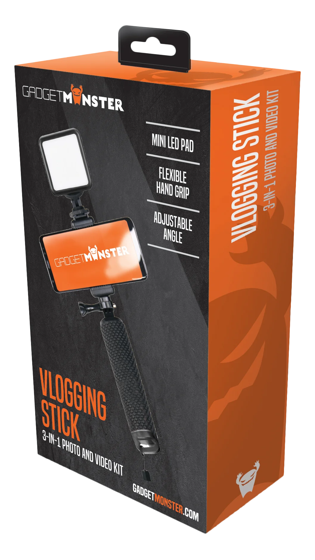 Selfie Stick med LED-belysning svart