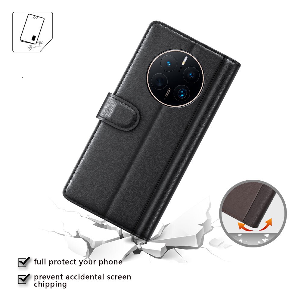 Ekte Lærveske Huawei Mate 50 Pro Svart