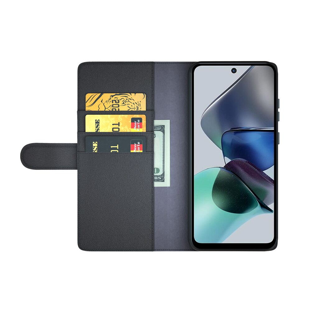 Ekte Lærveske Motorola Moto G23 Svart