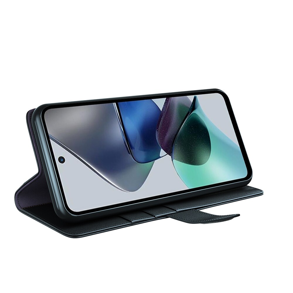 Ekte Lærveske Motorola Moto G23 Svart