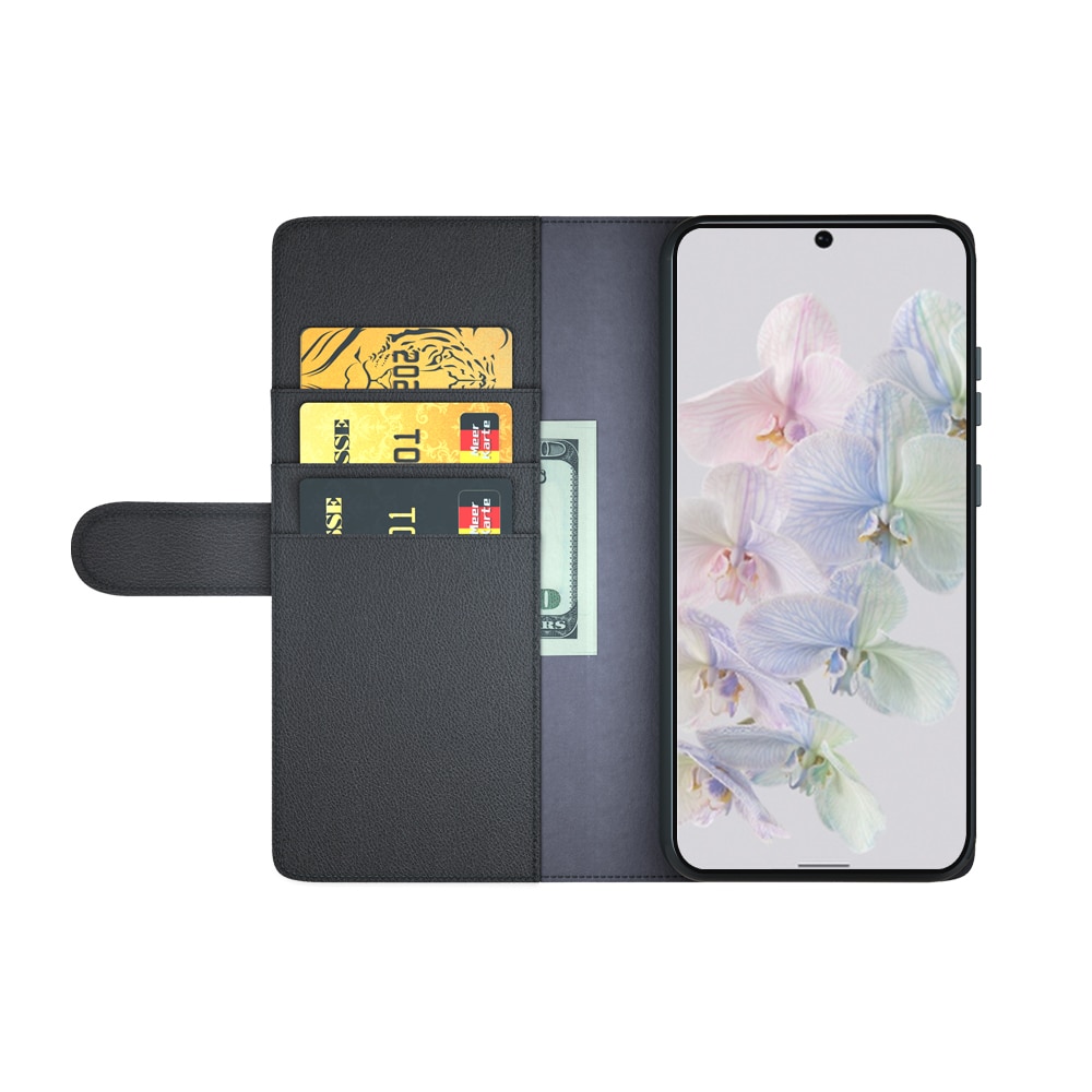 Ekte Lærveske Google Pixel 7 Pro Svart