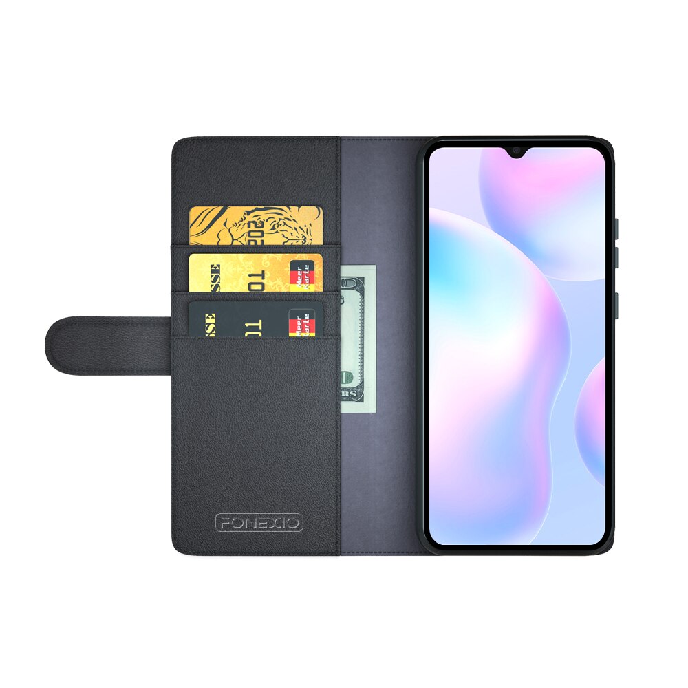 Ekte Lærveske Xiaomi Redmi 9AT Svart