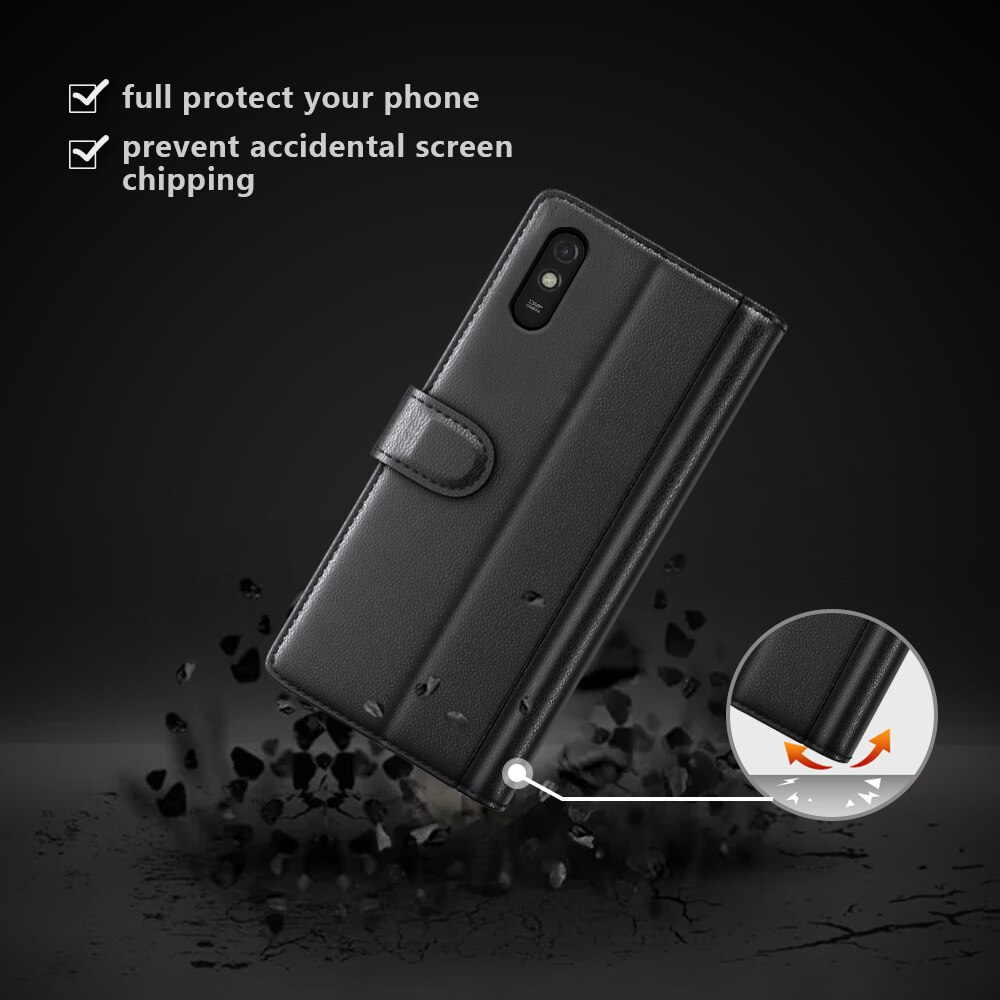 Ekte Lærveske Xiaomi Redmi 9AT Svart