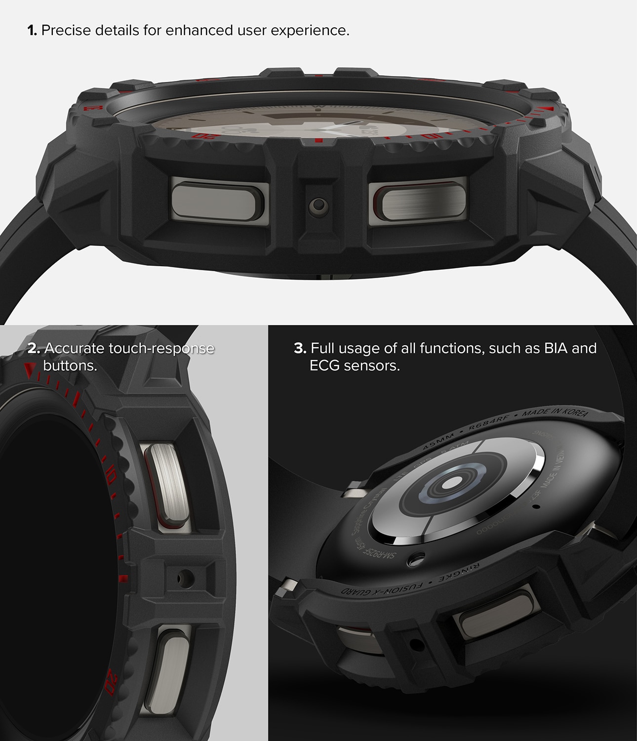 Fusion X Deksel Samsung Galaxy Watch 5 Pro 45mm Black (Red Index)