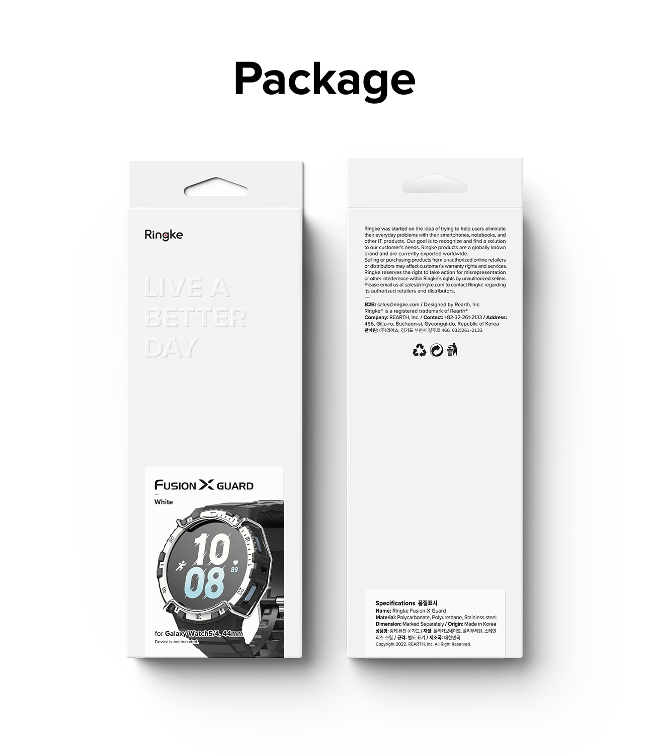 Fusion-X Guard Case+Band Samsung Galaxy Watch 4/5 44mm White