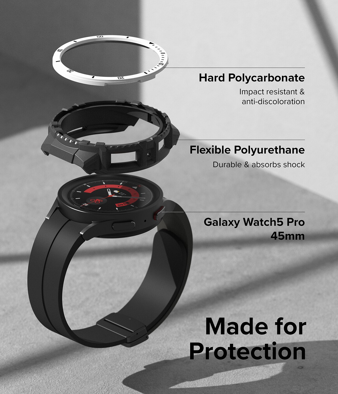 Fusion X Deksel Samsung Galaxy Watch 5 Pro 45mm White (Black Index)