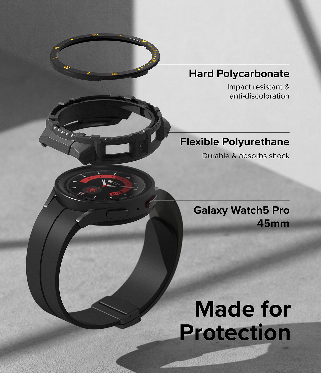 Fusion X Deksel Samsung Galaxy Watch 5 Pro 45mm Black (Yellow Index)