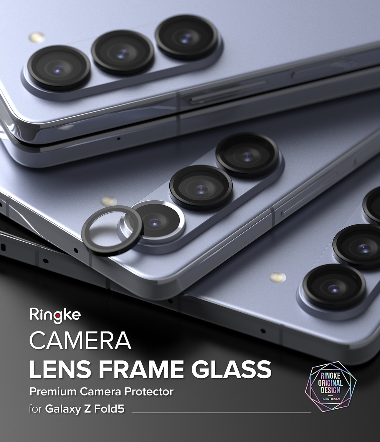 Camera Lens Frame Glass Samsung Galaxy Z Fold 5 Svart